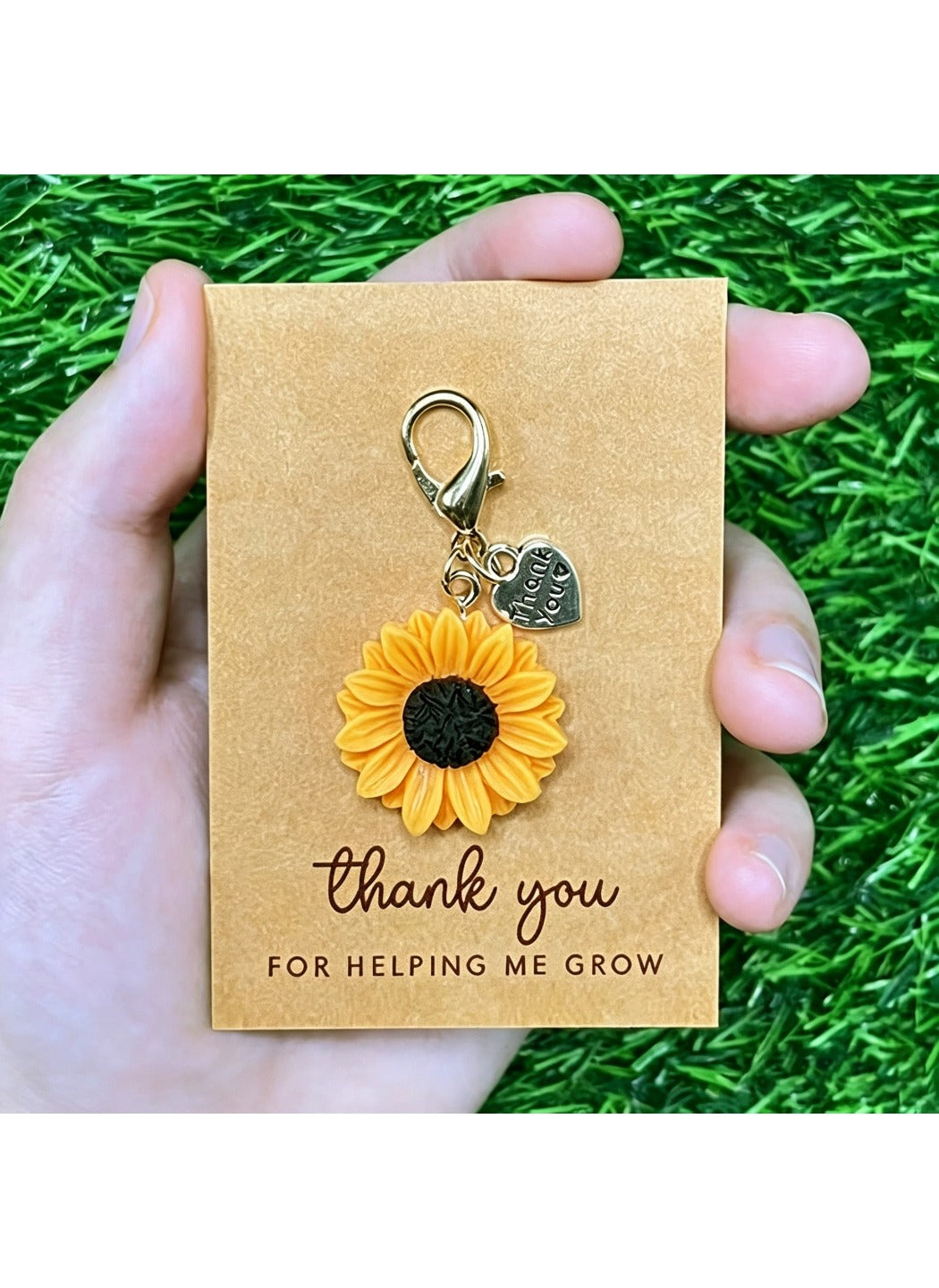 Taphug  - Alloy Pocket Hug Card Sunflower Heart Keychain