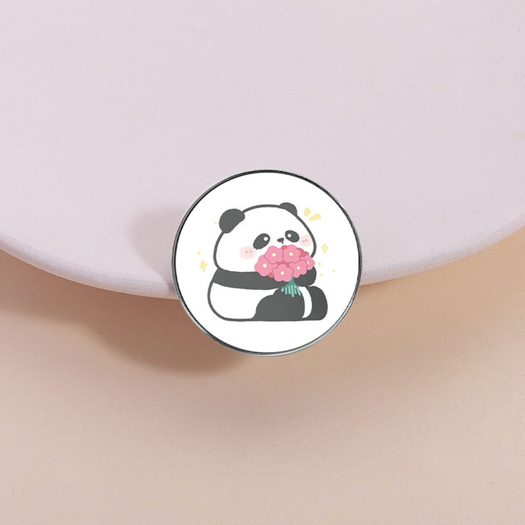 Pinori - Playful Panda Graphic Round Pin