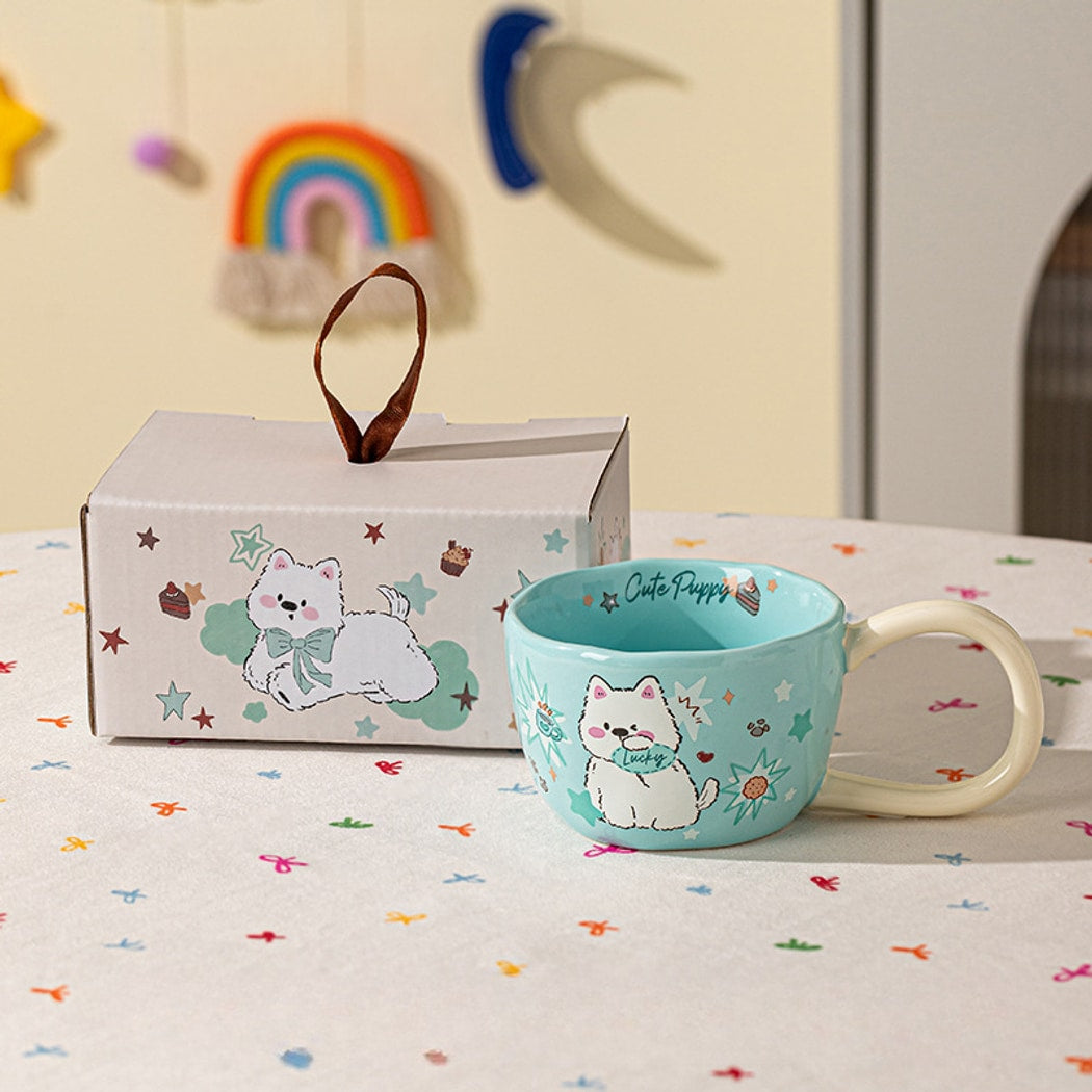 Mivora - Cute Cartoon Dog Round Handle Coffee Mug