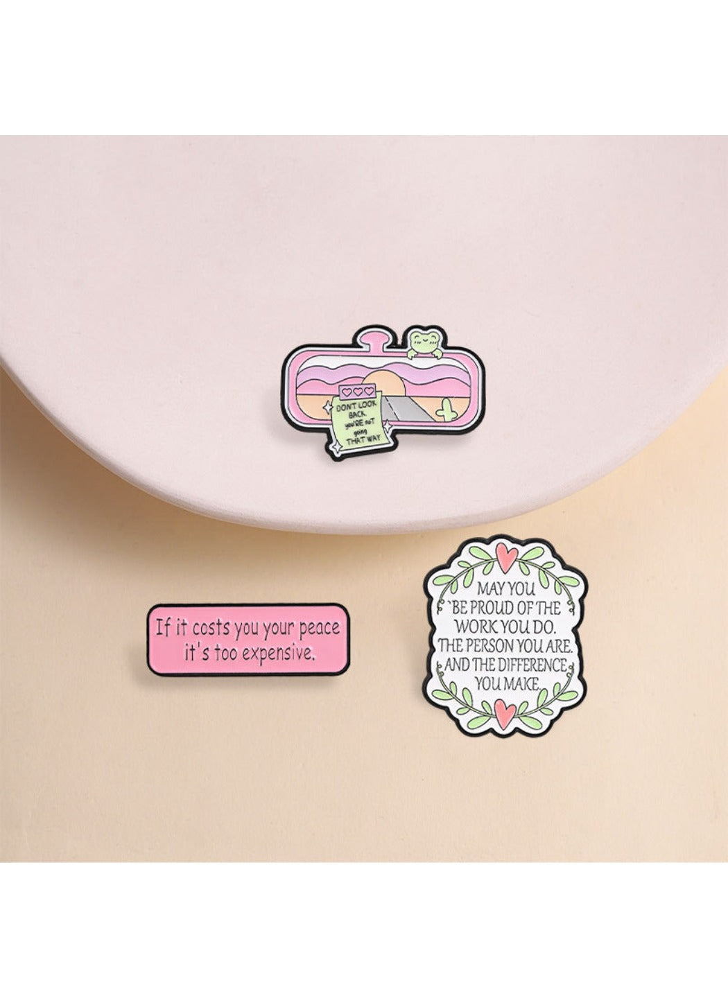 Pinori - Cute Cartoon Badge with Inspiring Words Pin Brooch Badge