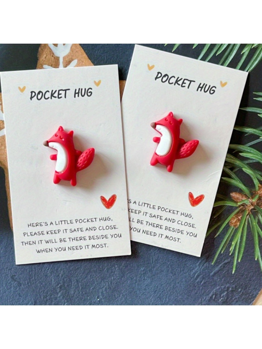 Taphug - Pocket Hug Adorable Fox pocket hug card and keepsake token view 3