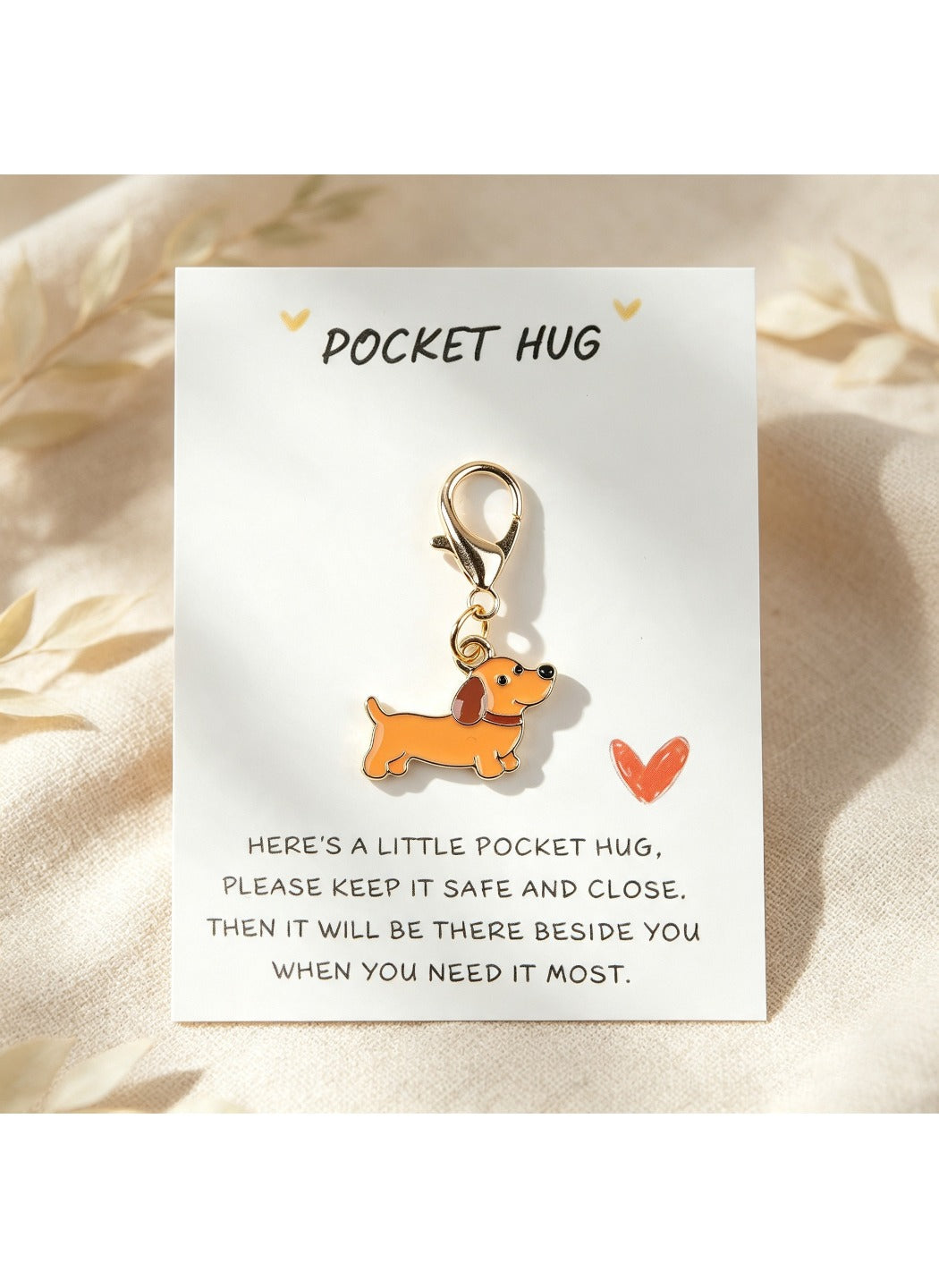 Taphug  - Alloy Pocket Hug Card Dachshund Keychain
