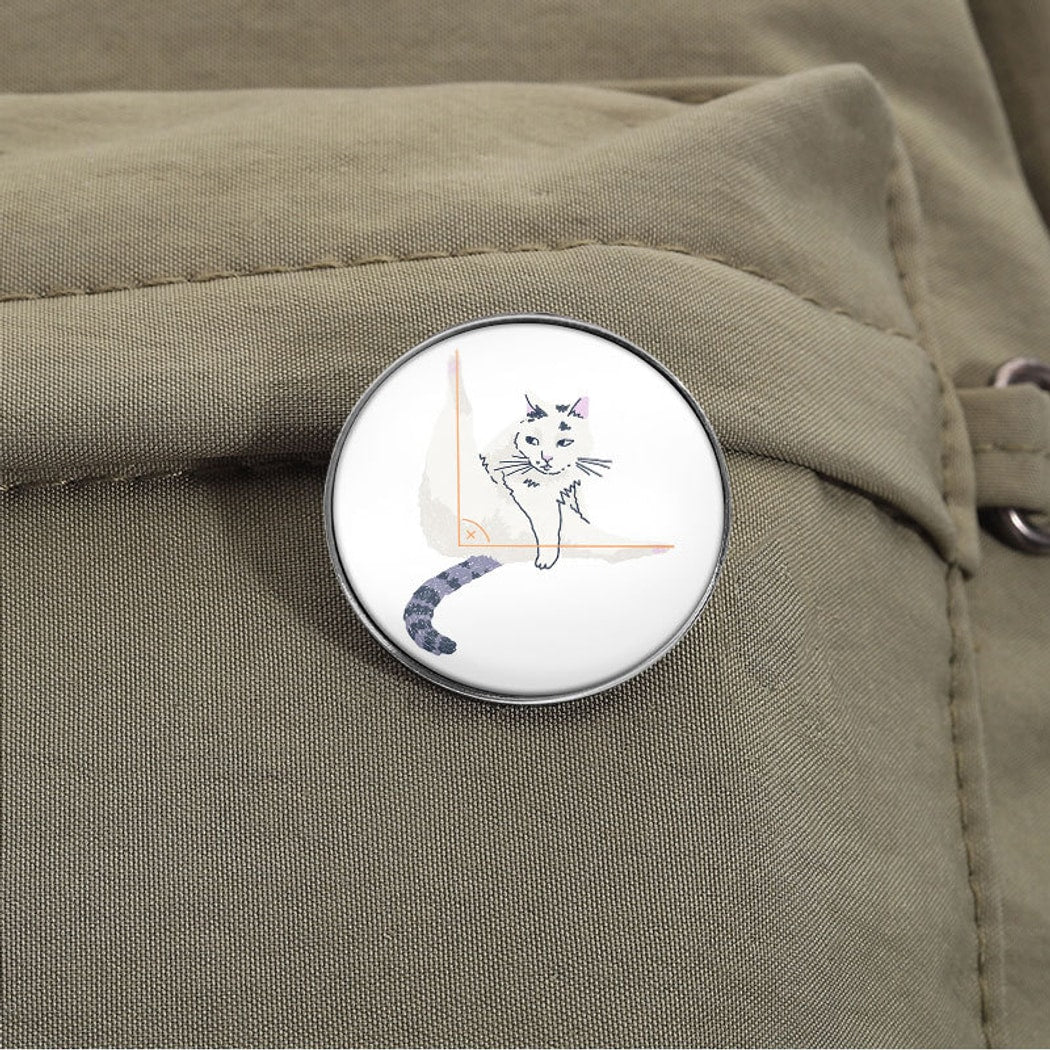 Pinori - Minimal Cat Illustration Round Pin