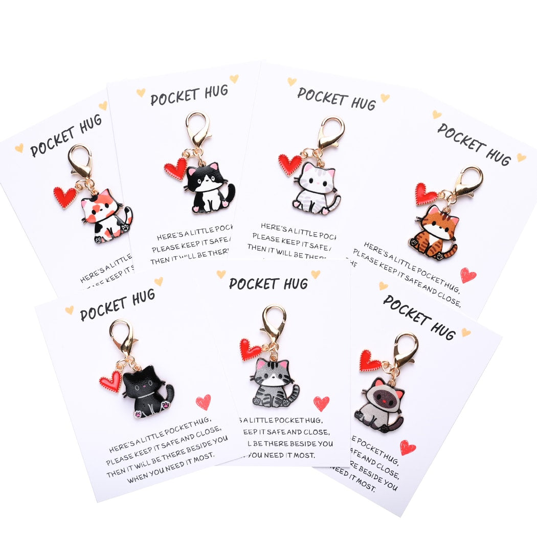 Taphug - Pocket Hug Cute Cat and Heart Keychain