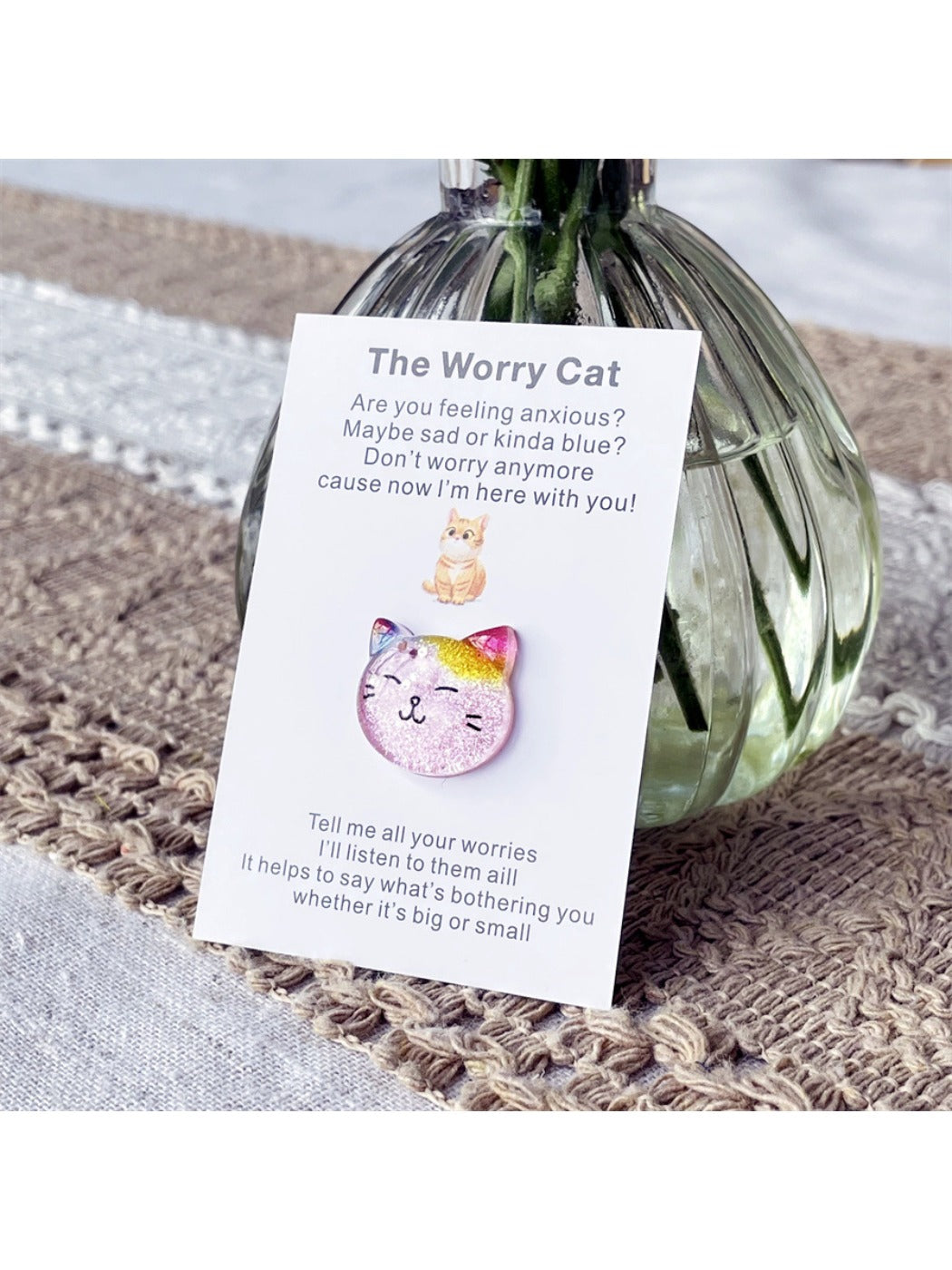 Taphug - Pocket Hug Pink Blue Cat pocket hug card and keepsake token view 5