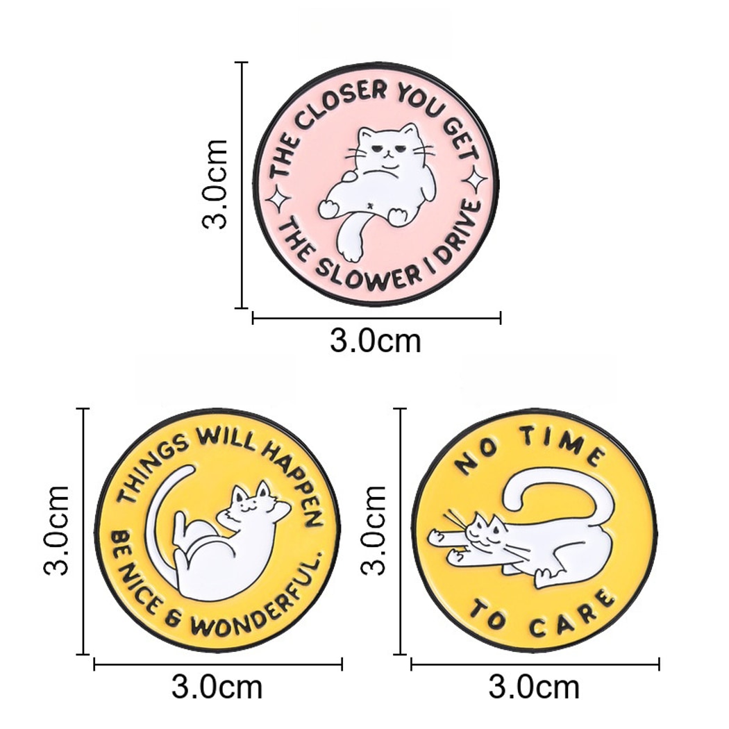 Pinori - Playful Style Cat and Slogan Pin