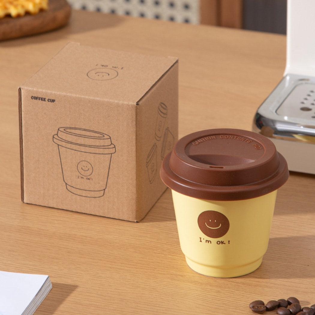 Mivora - Cute Round Smiley Lid Coffee Drinking Cup