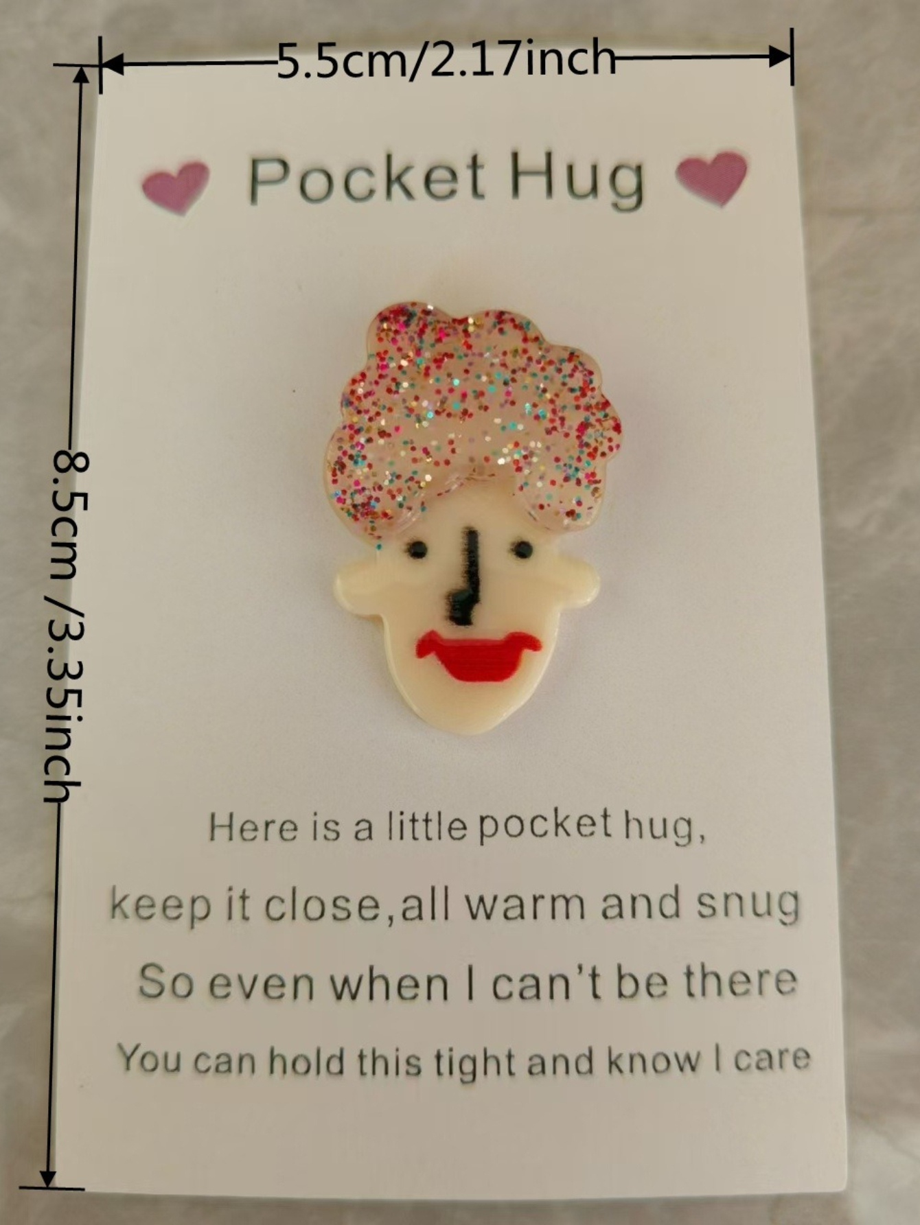 Taphug - Pocket Hug Afro Hair with Glitter Detail pocket hug card and keepsake token view 2