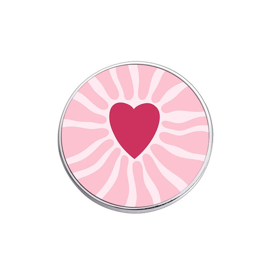 Pinori - Pink Heart Motif Round Pin
