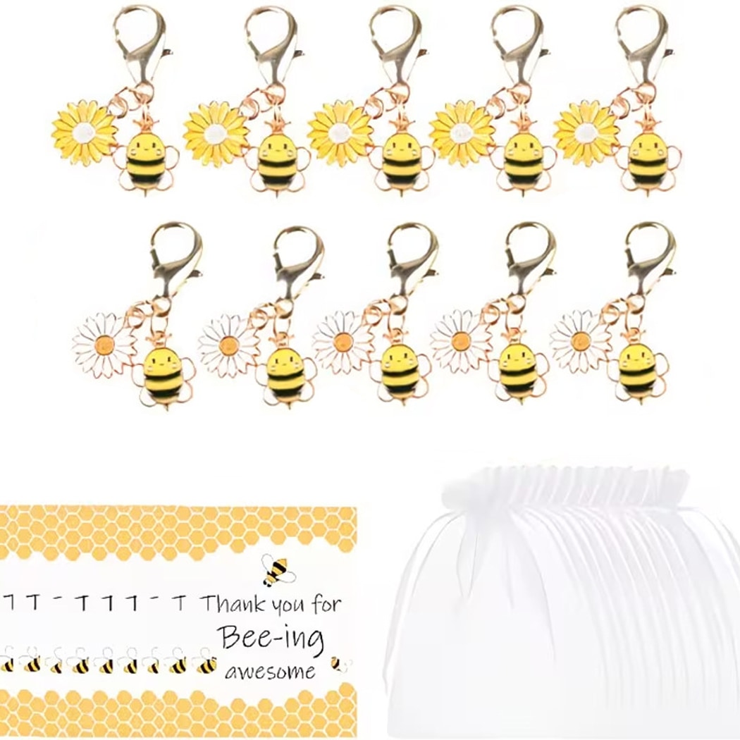 Taphug - Pocket Hug Cartoon Bee Flower Keychain Set