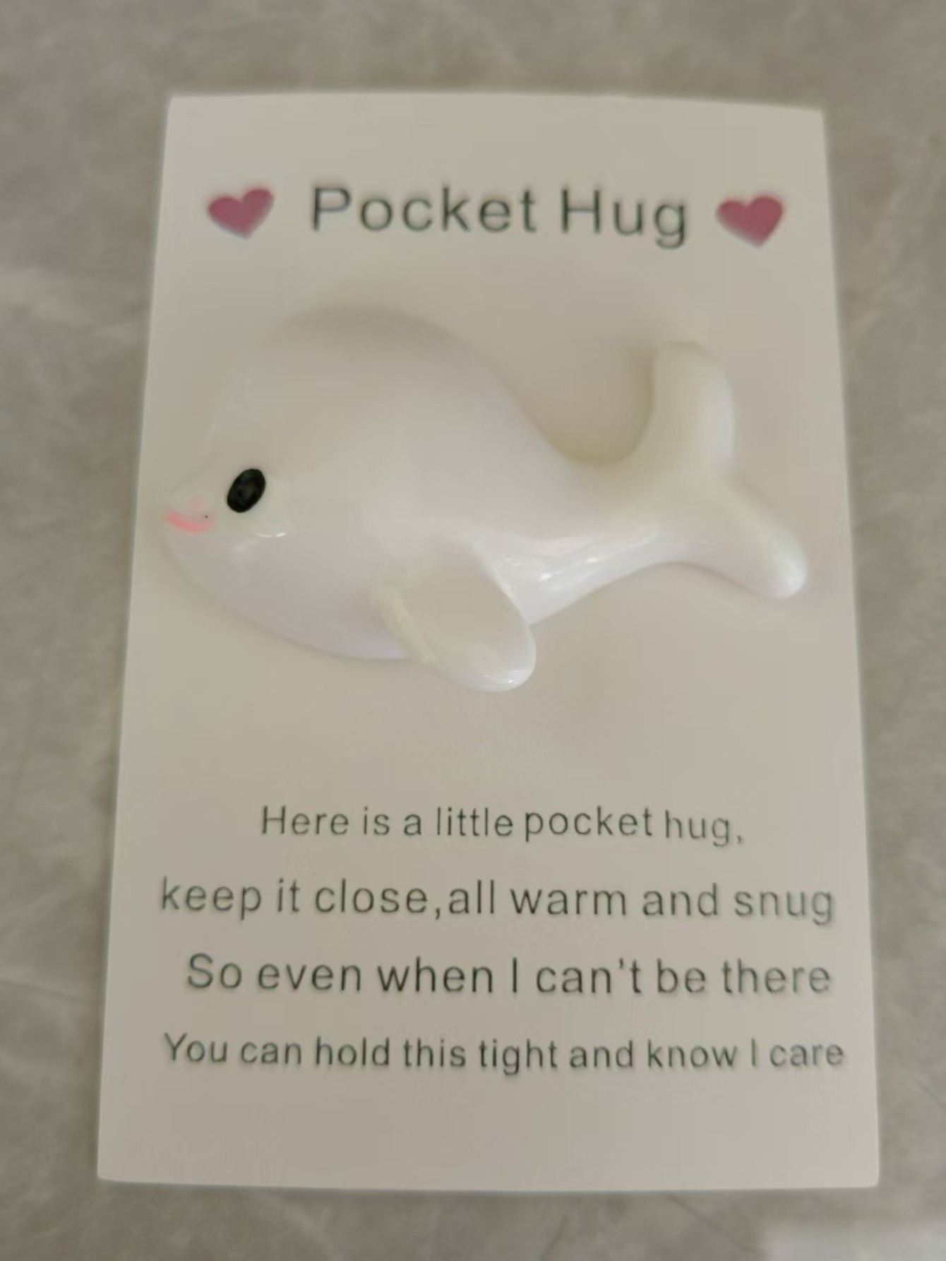 Taphug - Pocket Hug White Dolphin pocket hug card and keepsake token