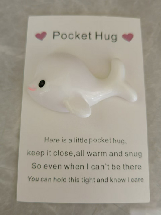 Taphug - Pocket Hug White Dolphin pocket hug card and keepsake token