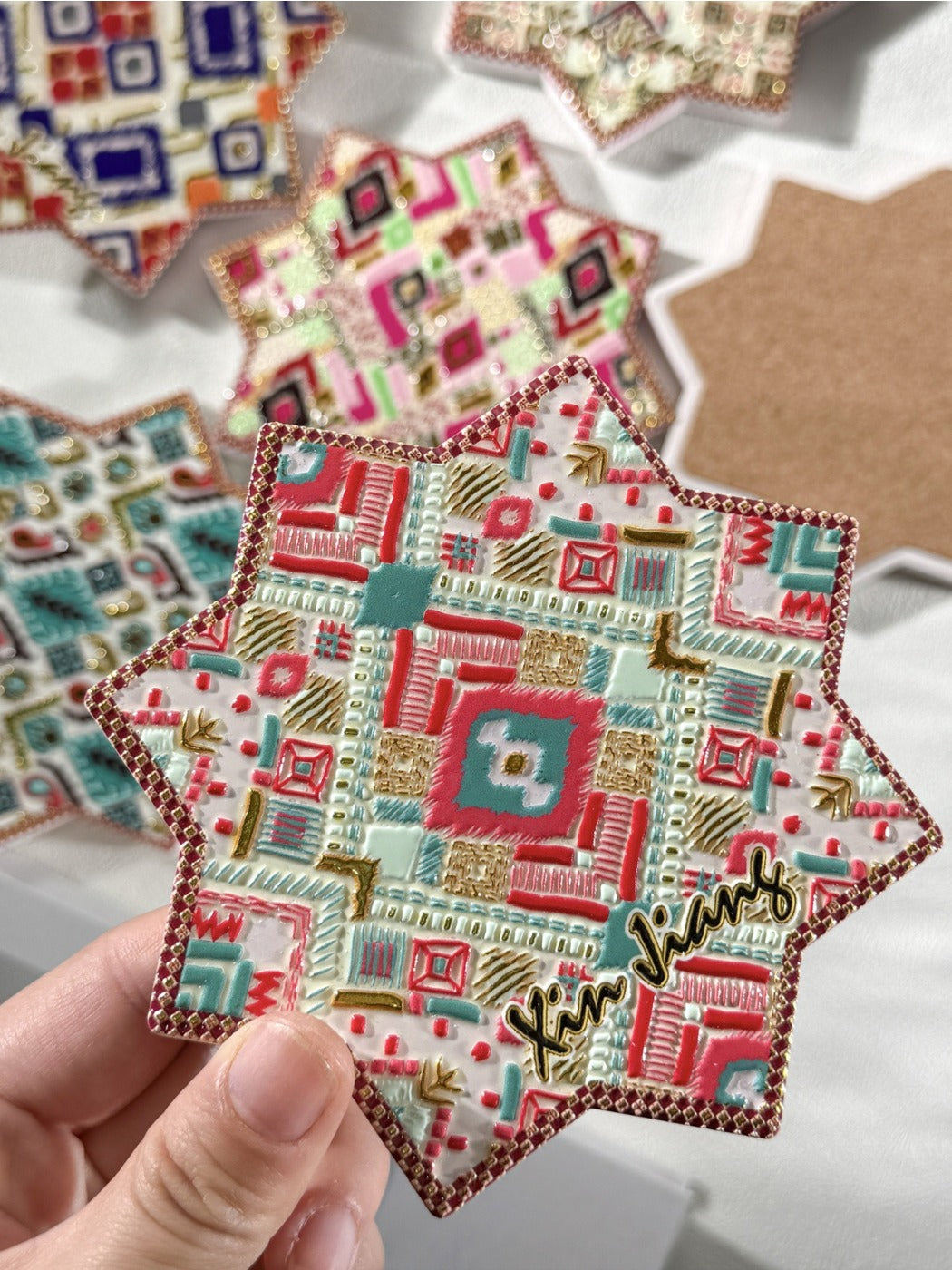 Thimara - Bohemian Aesthetic Octagonal Star  Ceramic Coaster