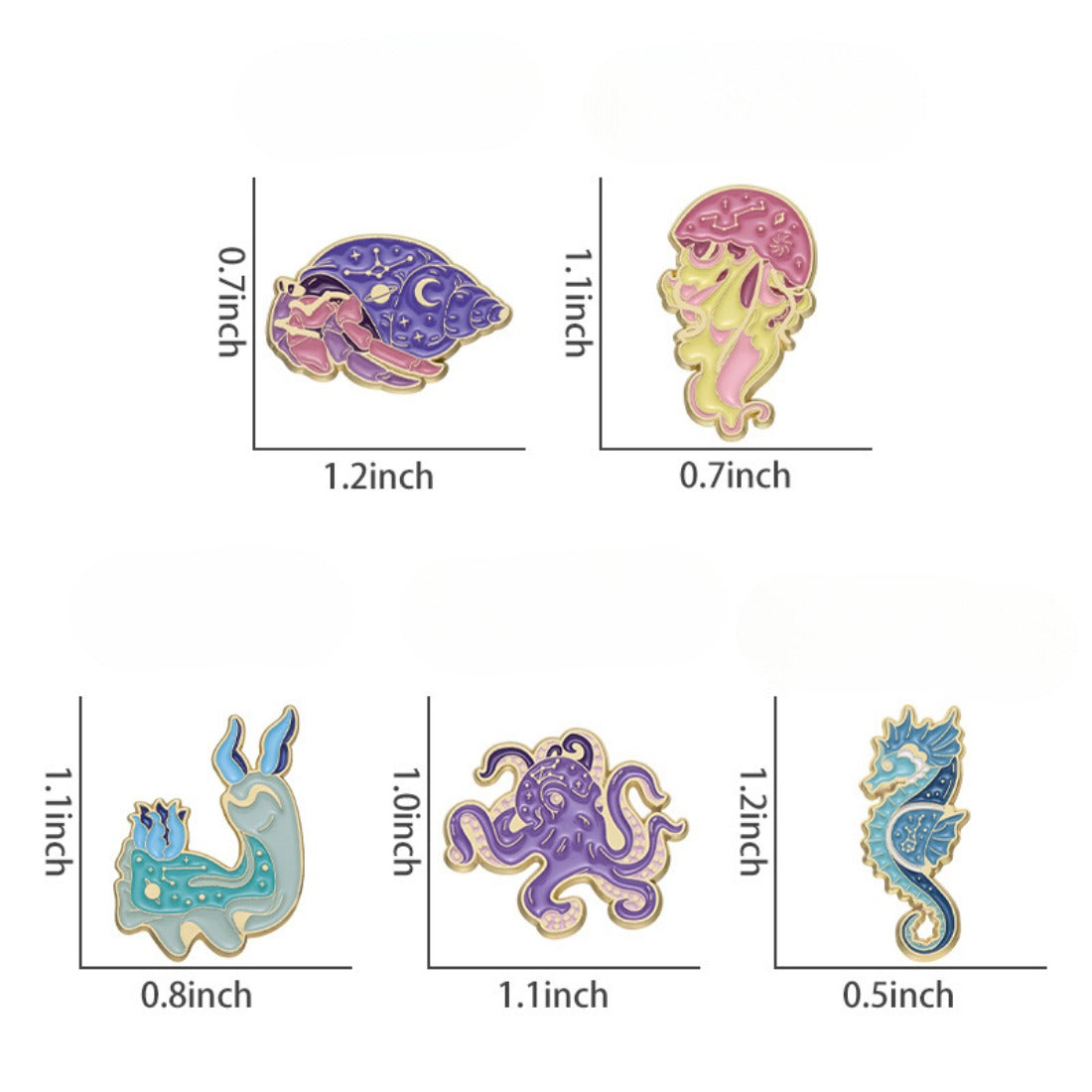 Mystical Sea Creatures Enamel Pins