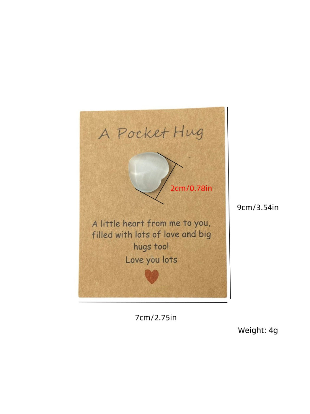Taphug - Pocket Hug Glass Heart Gift pocket hug card and keepsake token view 5