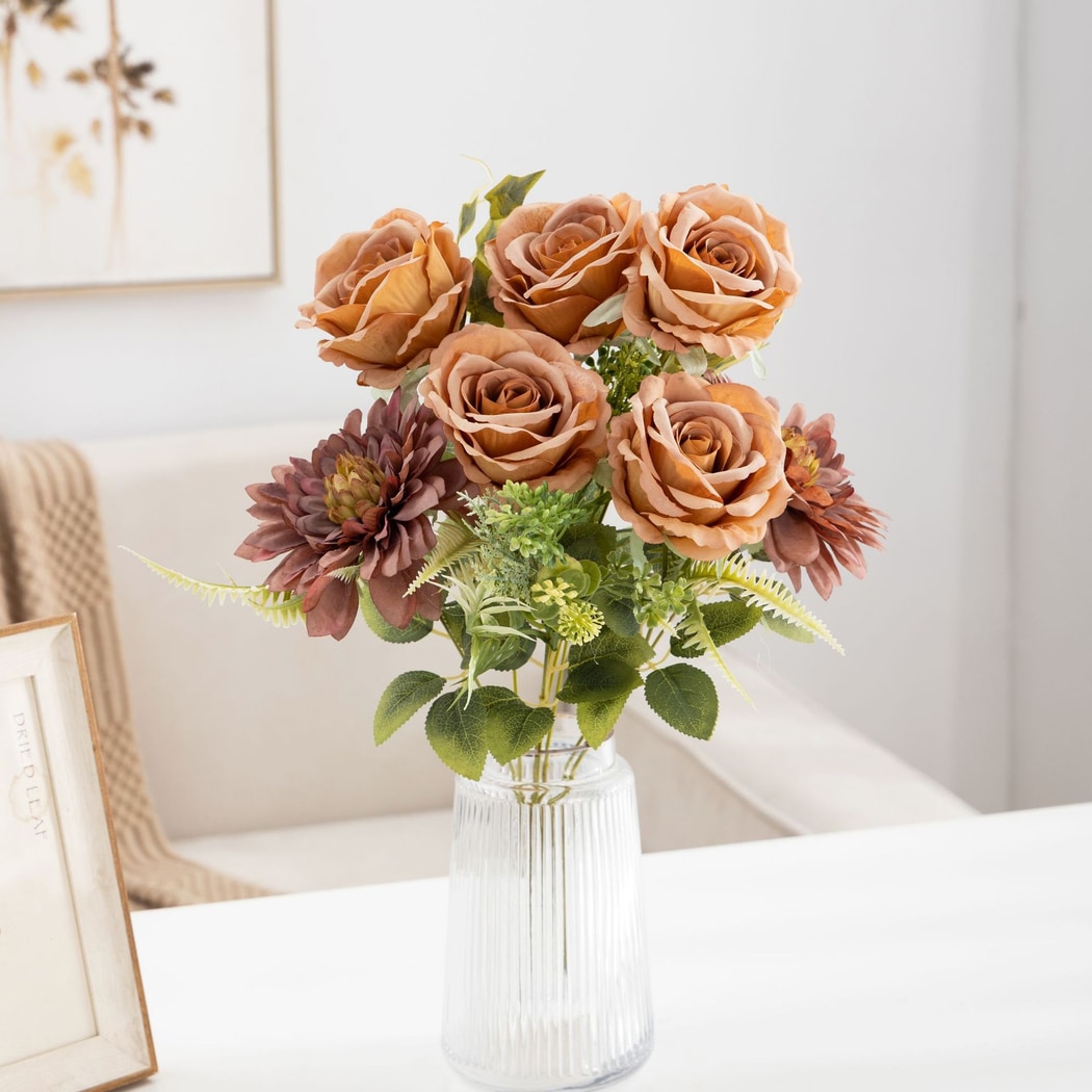 Roselle - Layered Bloom Artificial Rose Mixed Bouquet