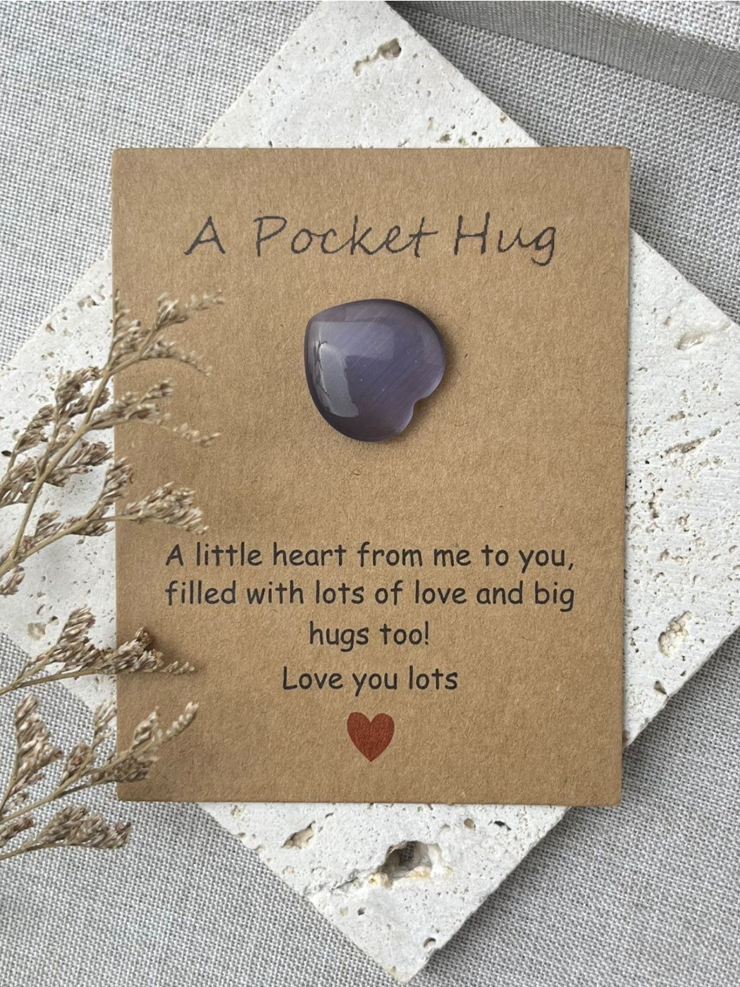 Taphug - Pocket Hug Glass Heart Gift pocket hug card and keepsake token view 10