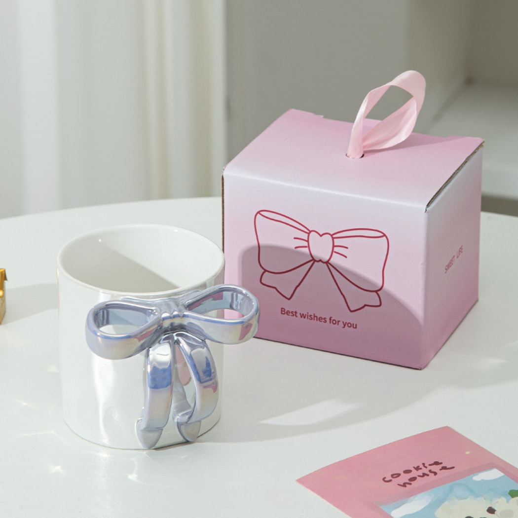 Mivora - Sweet Style Bow Design Handle Coffee Mug