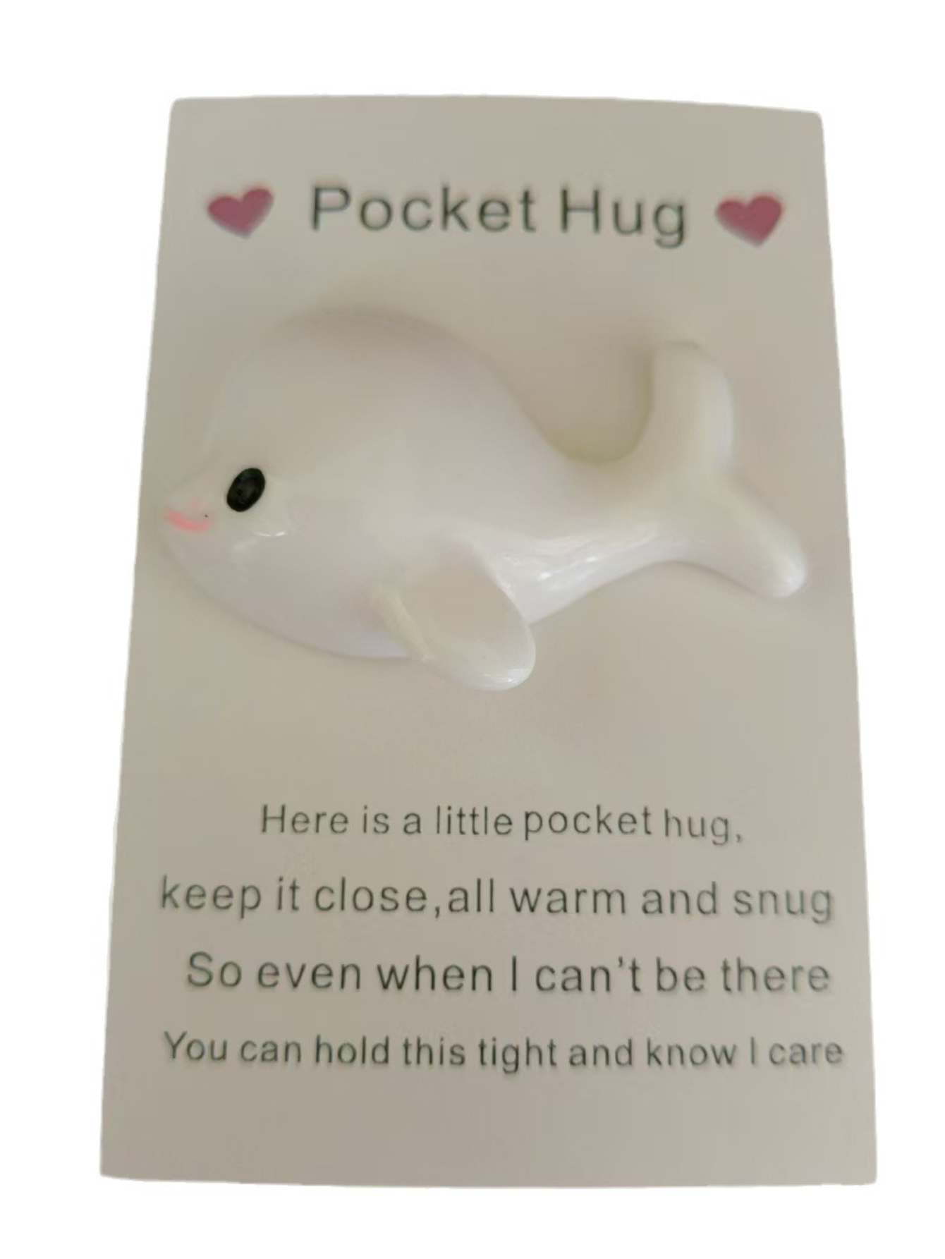 Taphug - Pocket Hug White Dolphin pocket hug card and keepsake token view 2