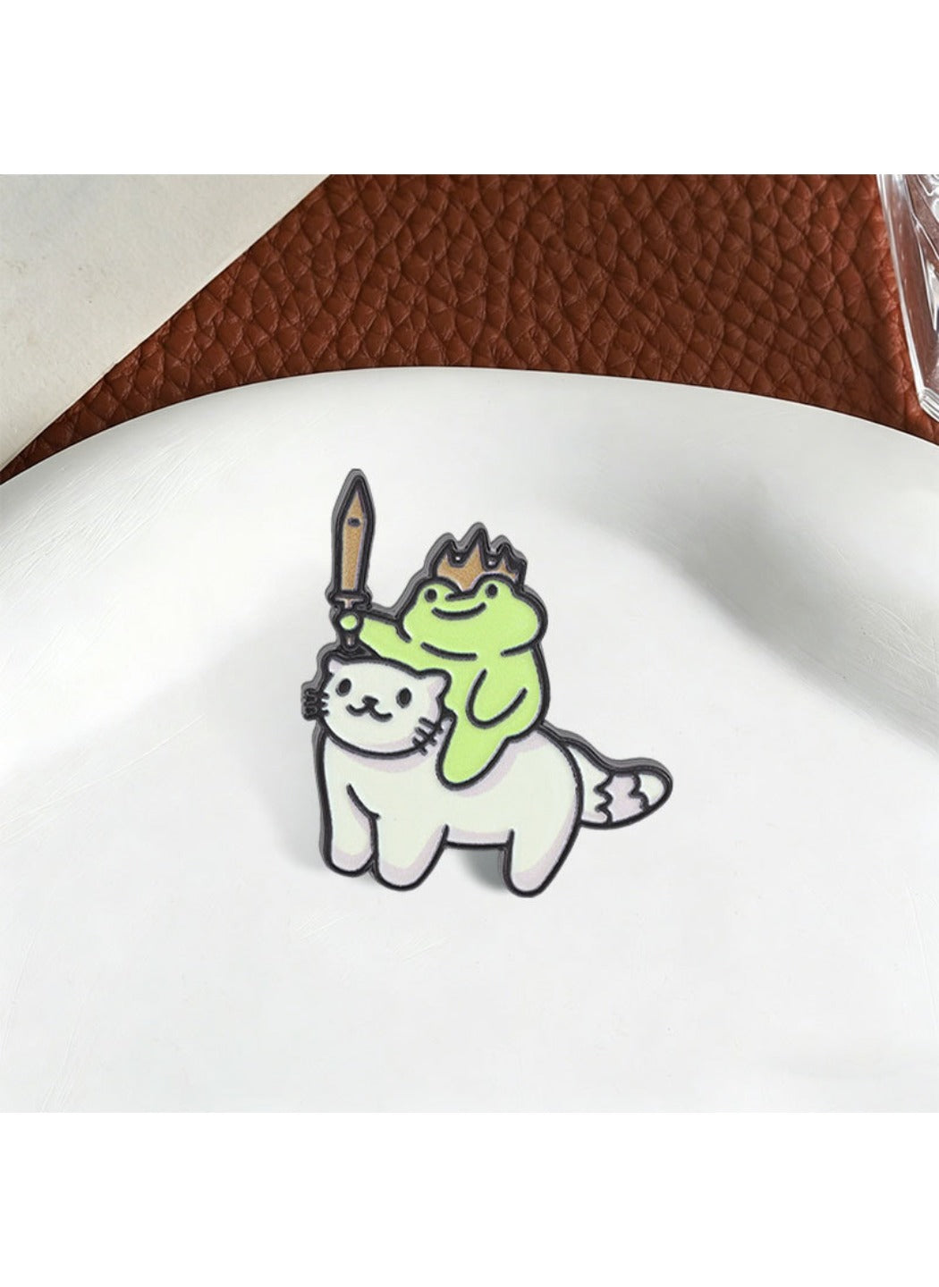 Pinori - Cute Cartoon Frog Knight Riding Cat Pin Brooch Badge