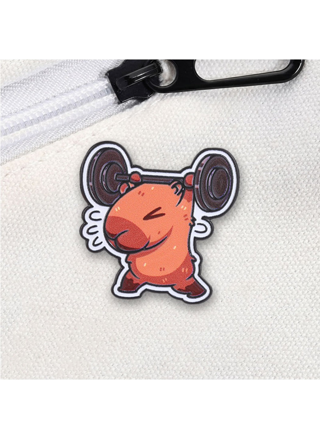 Pinori - Cute Cartoon Capybara Lifting Barbell Pin Brooch Badge