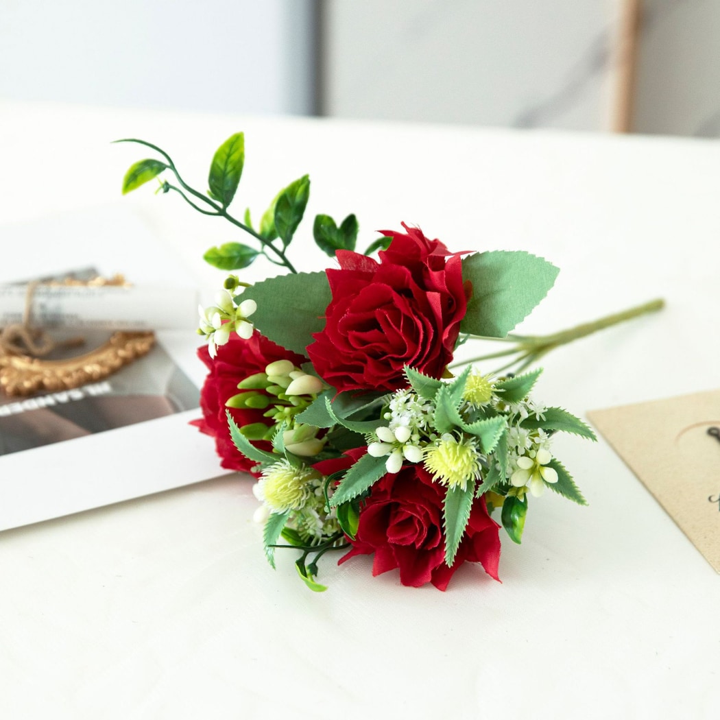 Roselle - Rolled Edge Rose Artificial Flowers Bouquet