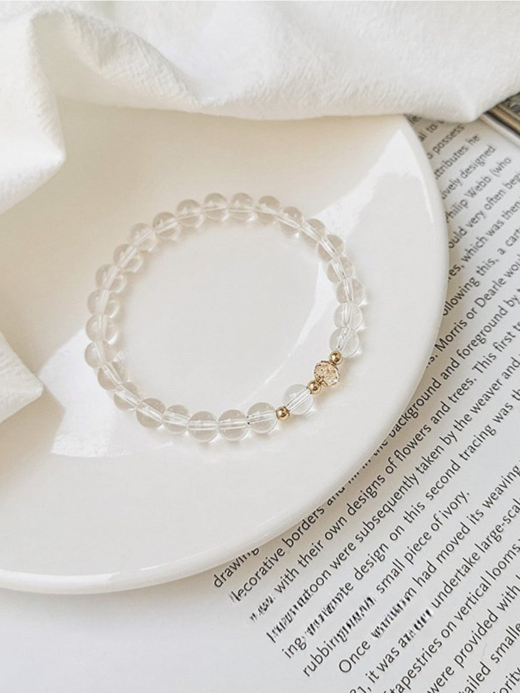 Emora white crystal bracelet in a gift box with soft fabric lining