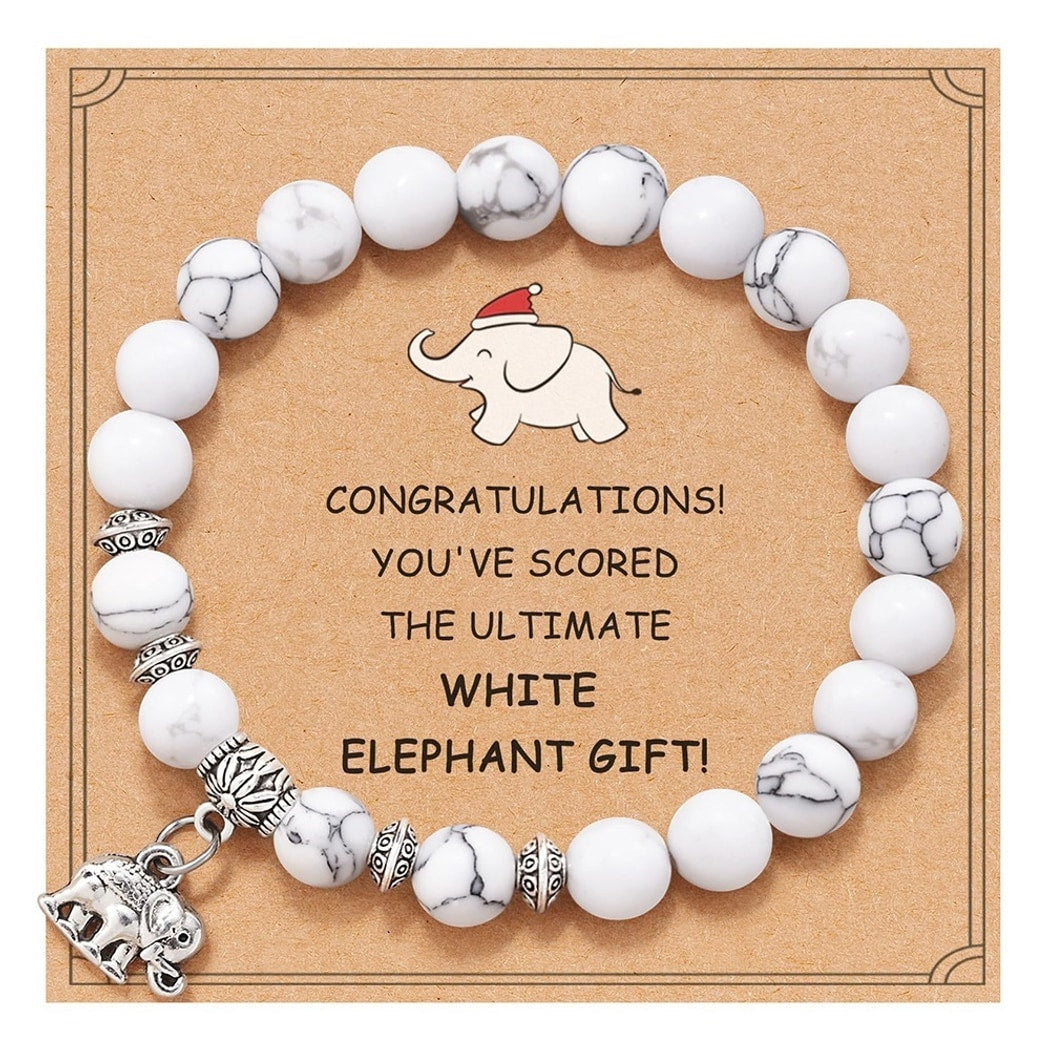 Emora - Simple Elephant Charm Round Beaded Bracelet