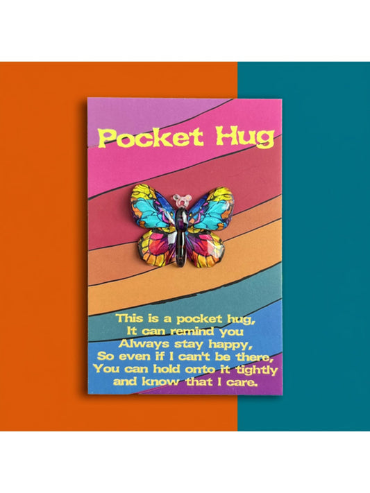 Taphug - Pocket Hug Painted Resin Butterfly pocket hug card and keepsake token