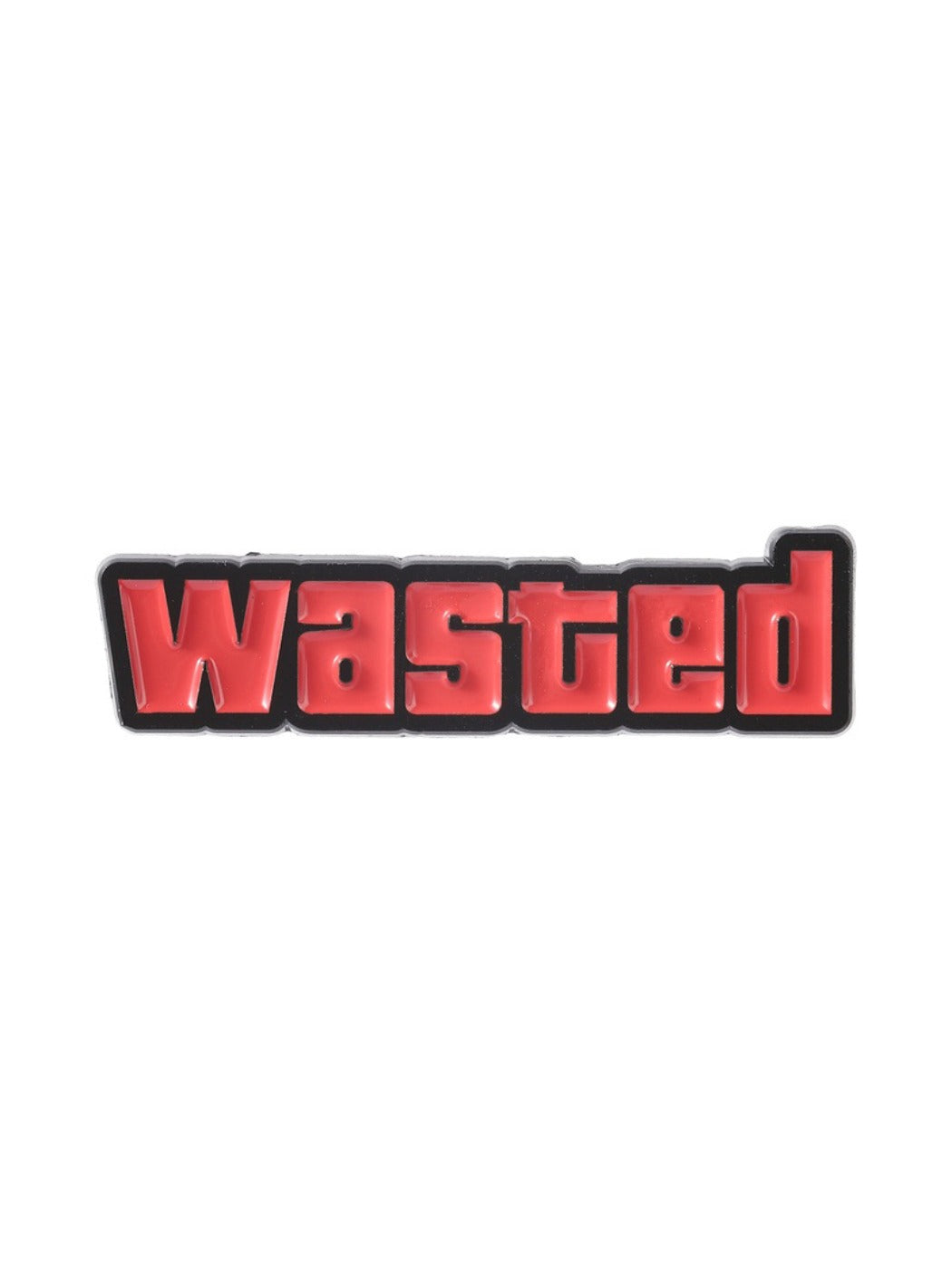 Multiple Pinori 'Wasted' pins arranged in a grid pattern on a white background