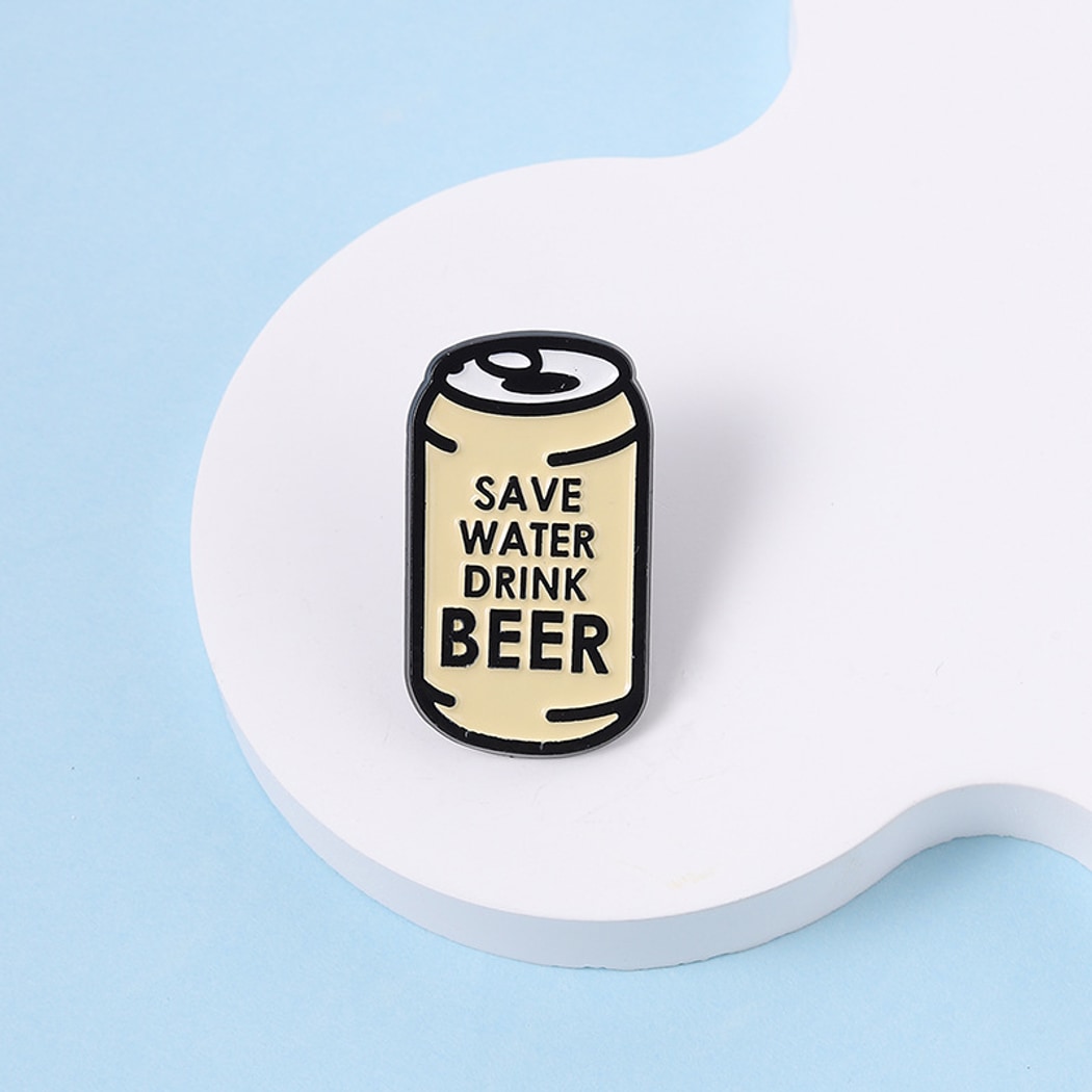 Pinori - Playful Lettered Beer Can Pin Brooch