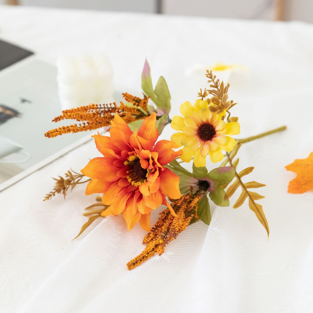 Roselle - Orange Dahlia Decorative Artificial Flowers