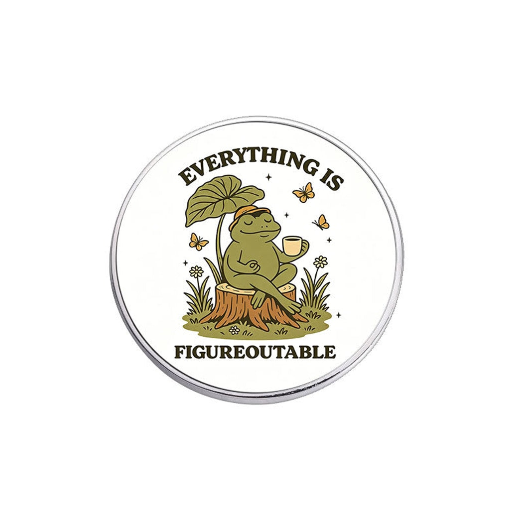 Pinori - Frog Illustration Quote Round Decorative Pin
