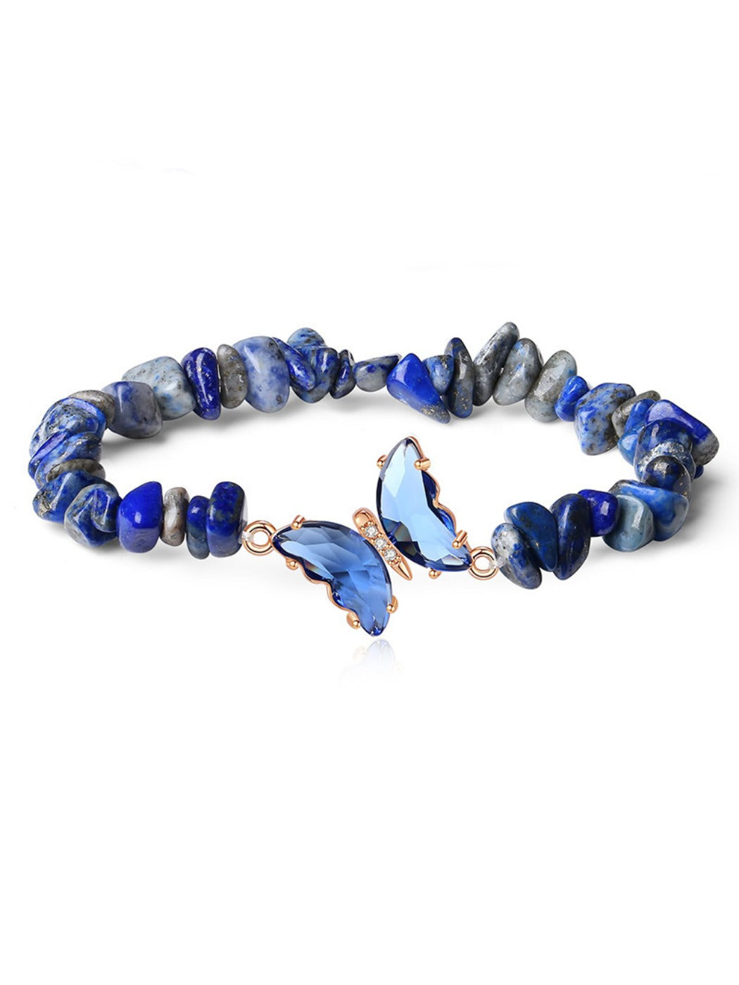 Emora - Fashion Purple Crushed Stone Butterfly Bracelet