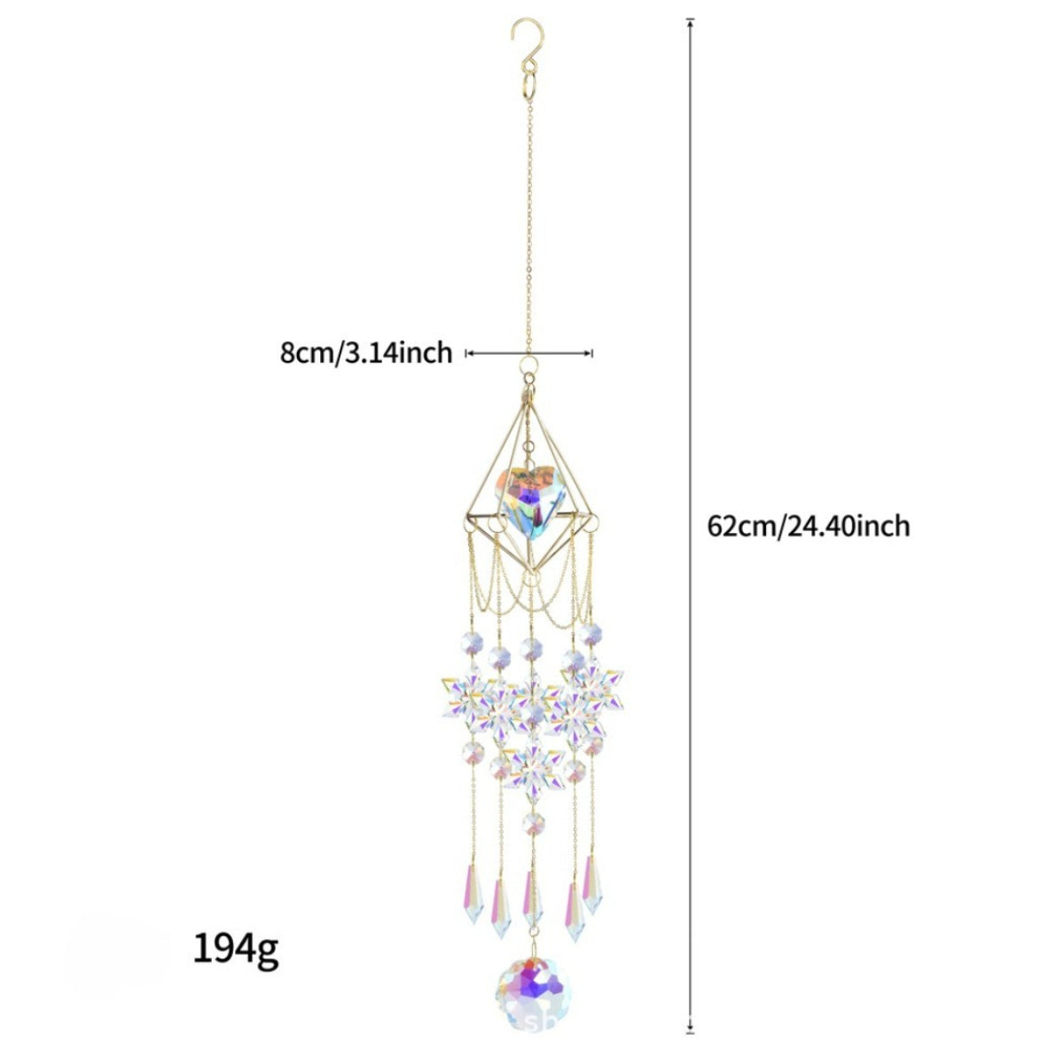 Somnira Snowflake Prism Suncatcher casting colorful light reflections