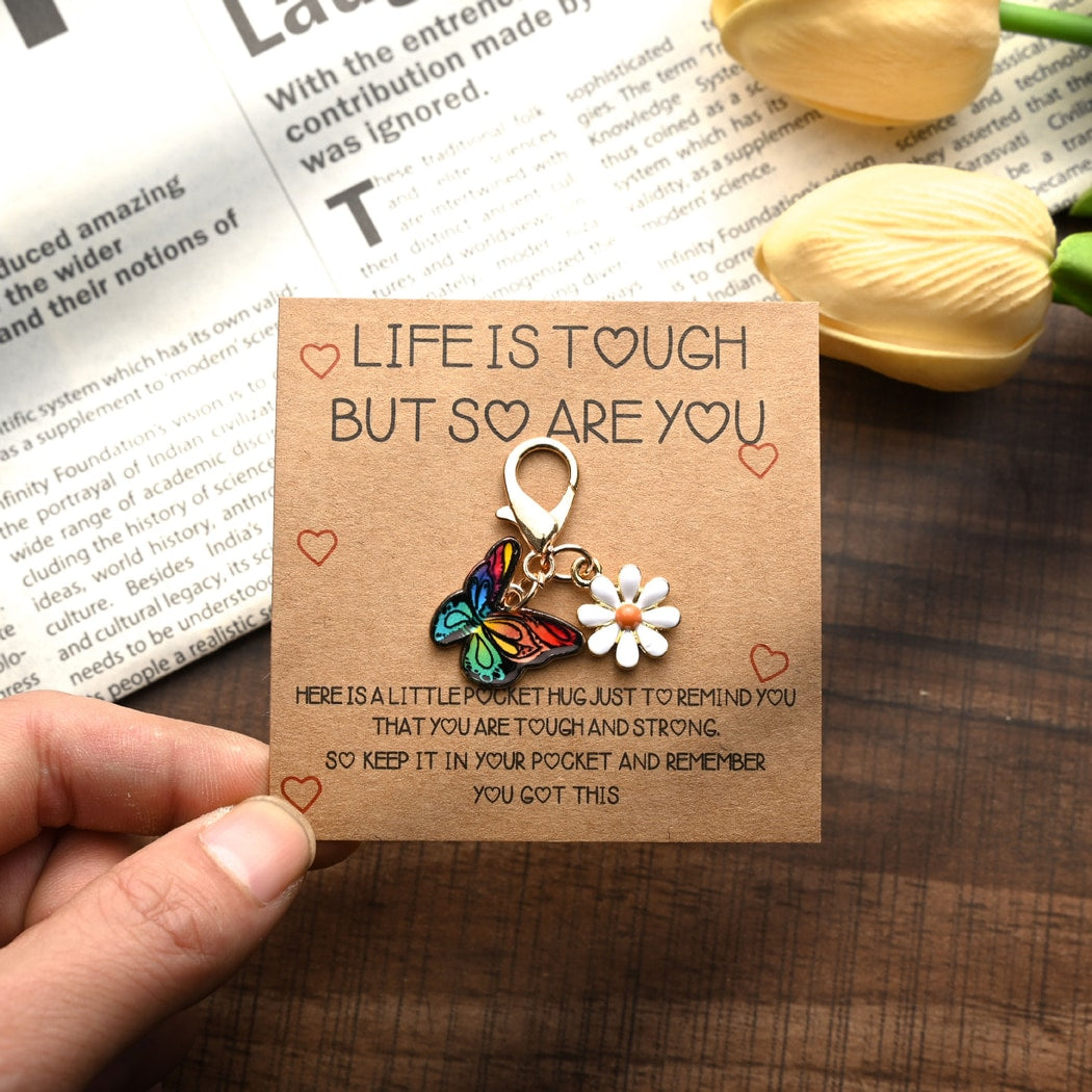 Taphug - Pocket Hug Butterfly White Flower Keychain