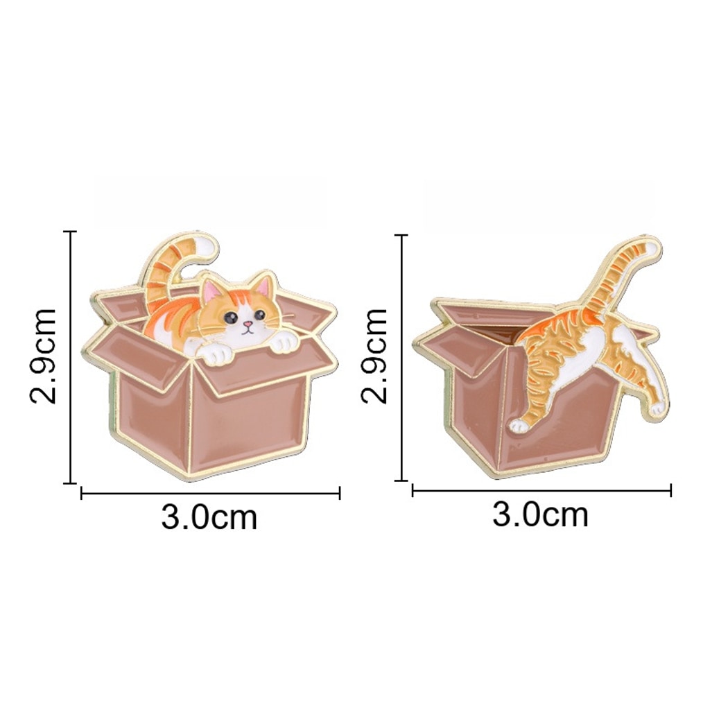 Pinori - Cute Cat in Box Cartoon Pin