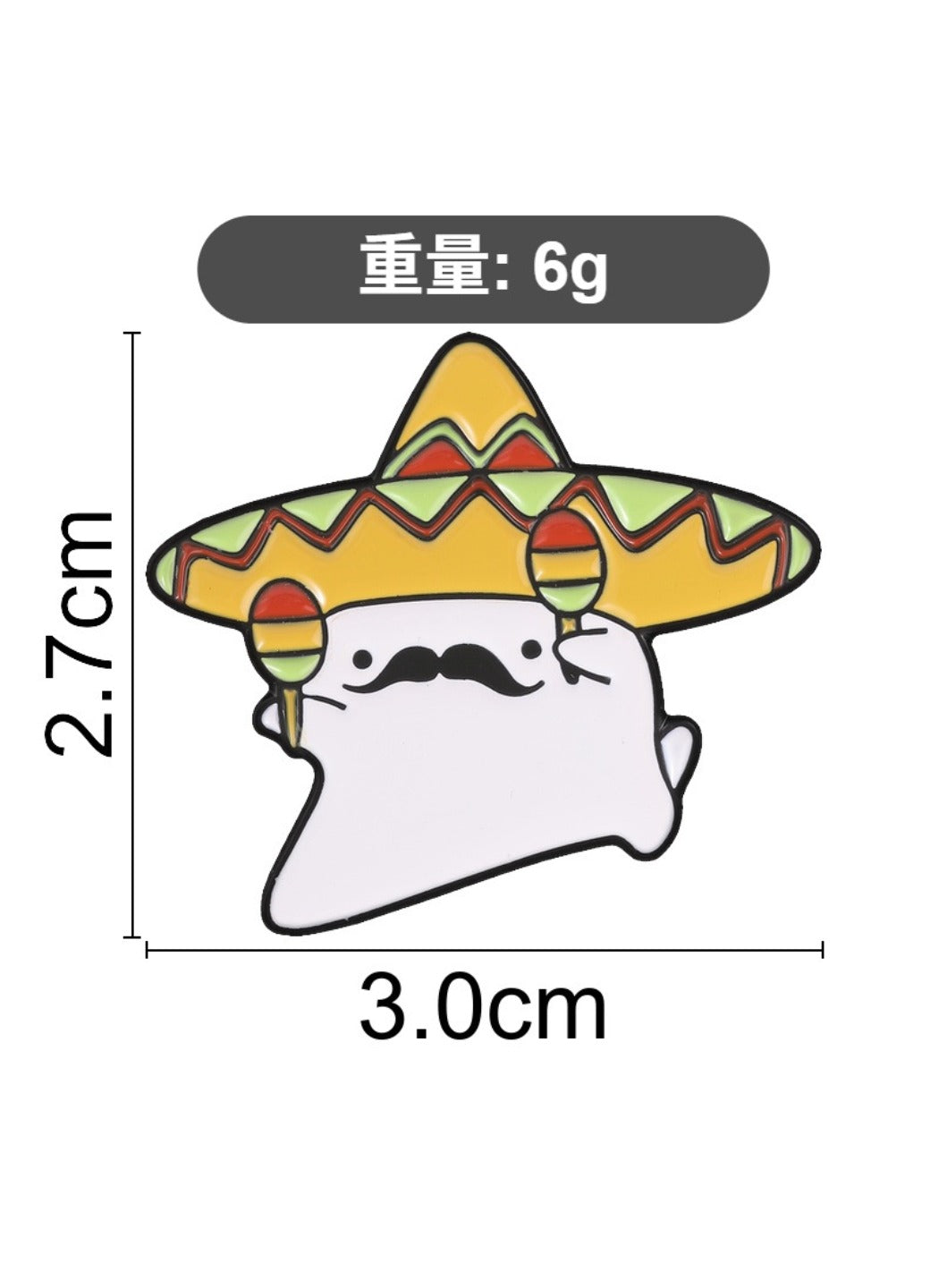 Pinori - Straw Hat Brooch Badge, Cute Cartoon Ghost Pin