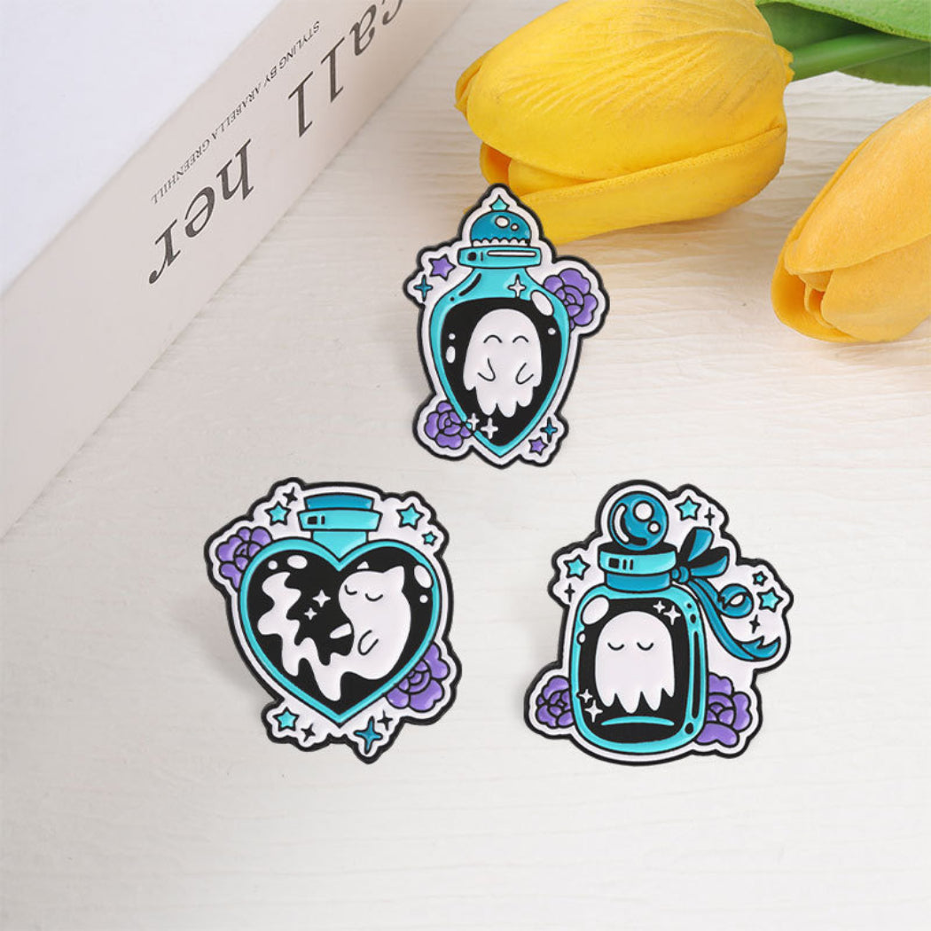 Pinori Ghost Bottle Enamel Pin Set