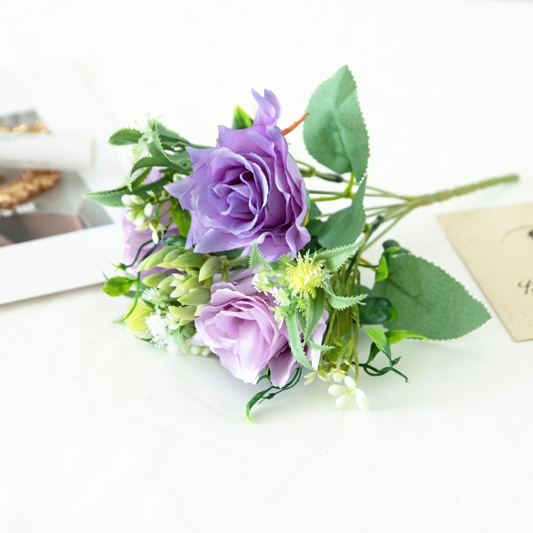 Roselle - Rolled Edge Rose Artificial Flowers Bouquet