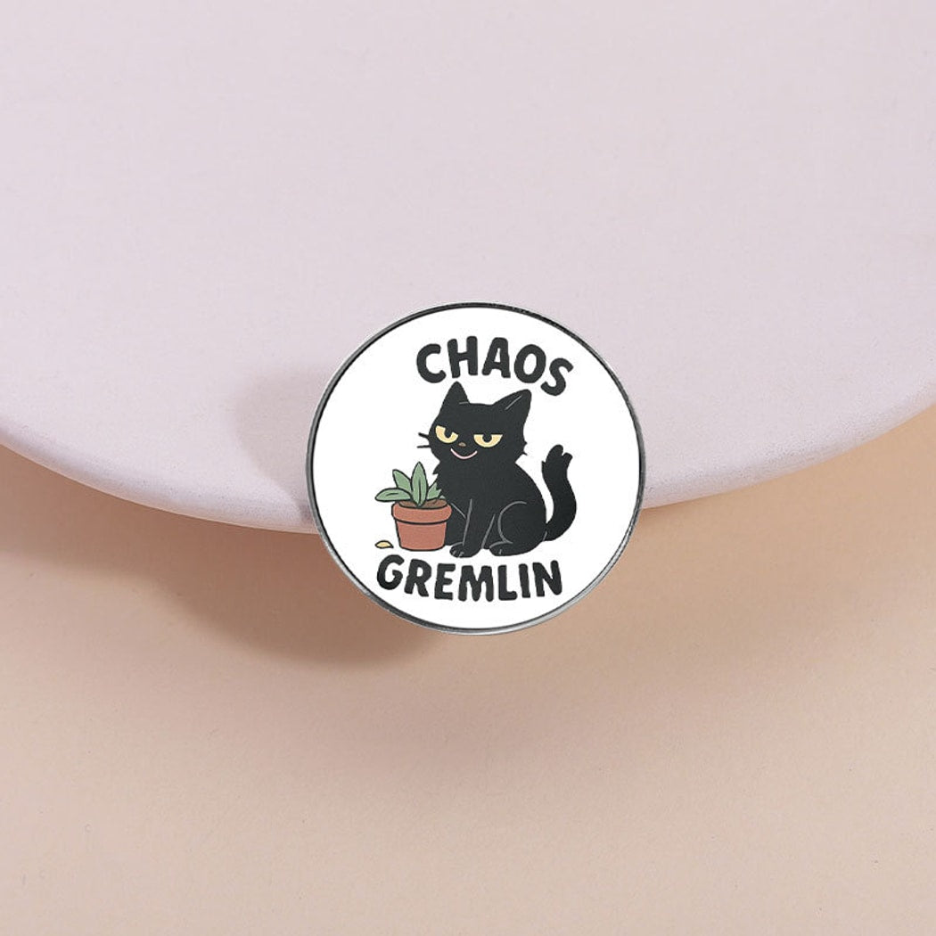 Pinori - Graphic Cat Motif Geometry Pin