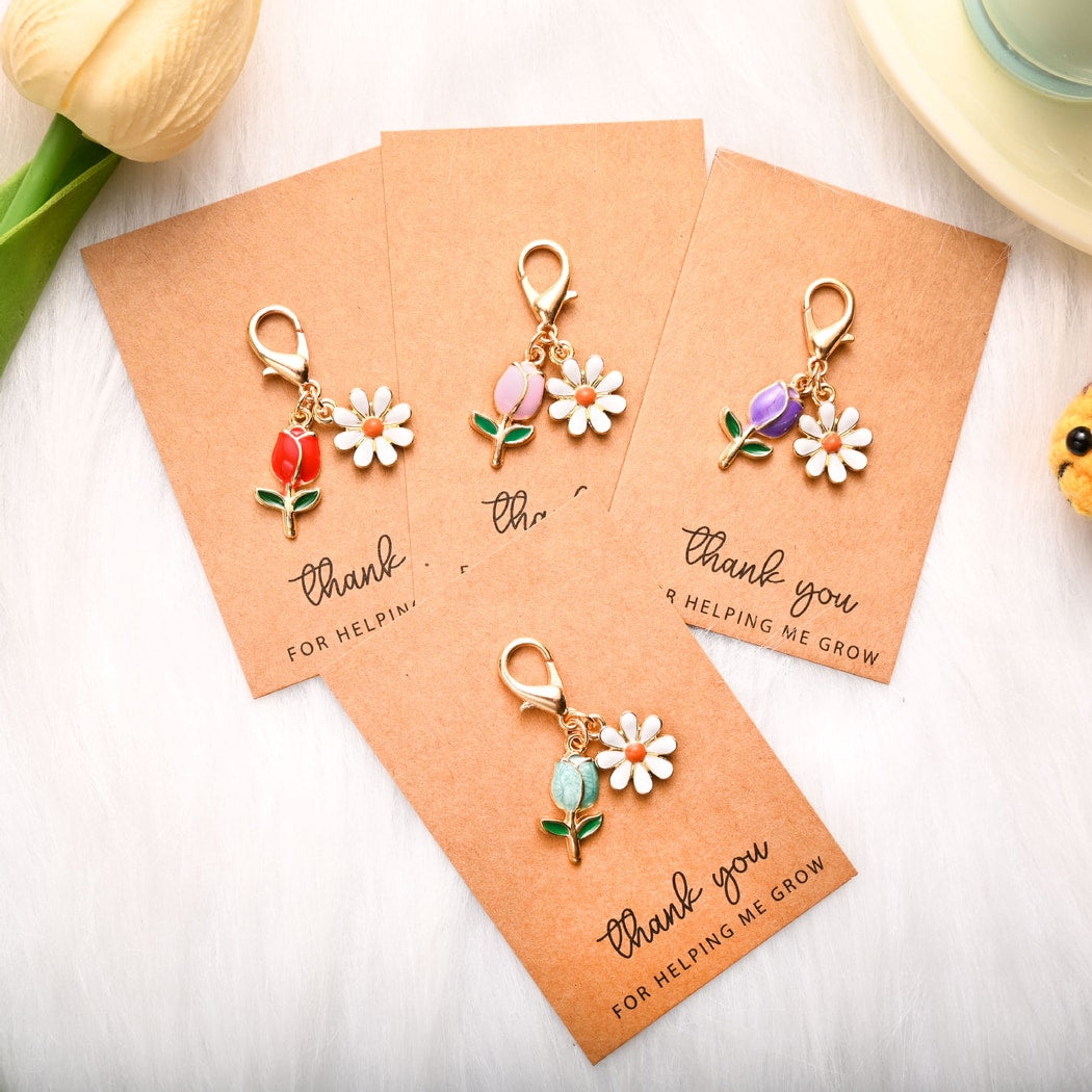 Taphug - Pocket Hug Tulip and Daisy Charm Keychain