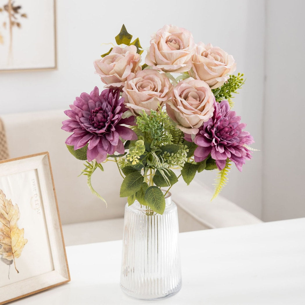 Roselle - Layered Bloom Artificial Rose Mixed Bouquet