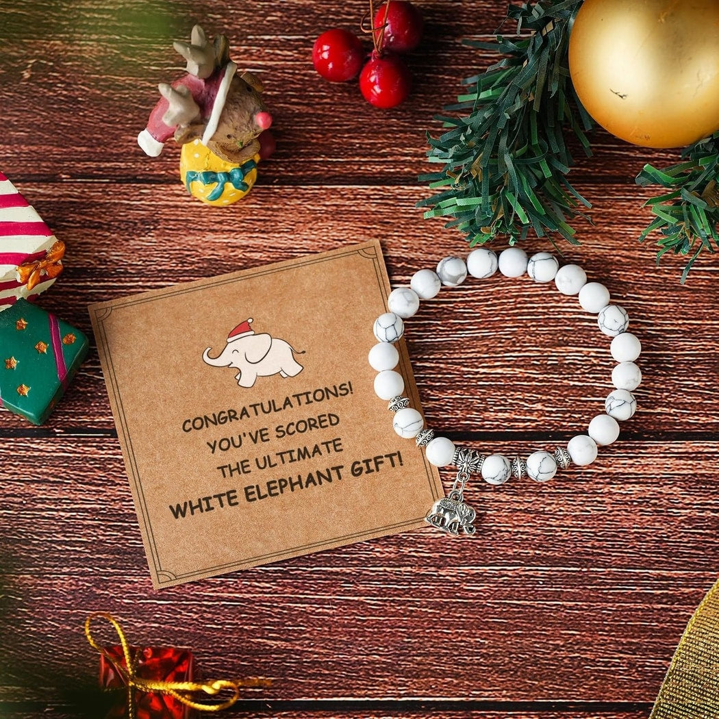 Emora - Simple Elephant Charm Round Beaded Bracelet