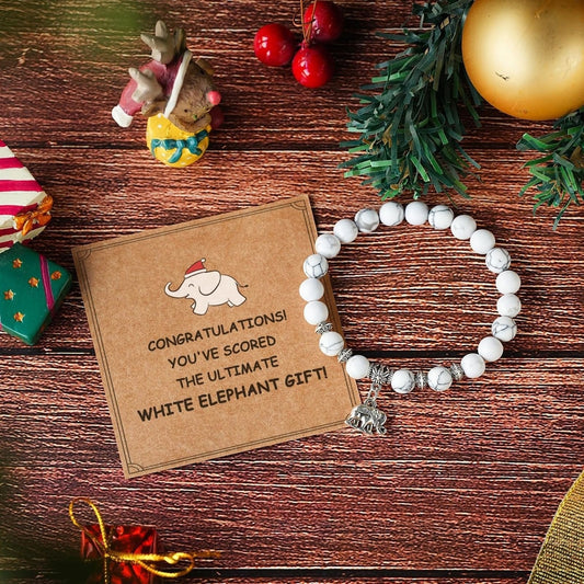Emora - Simple Elephant Charm Round Beaded Bracelet