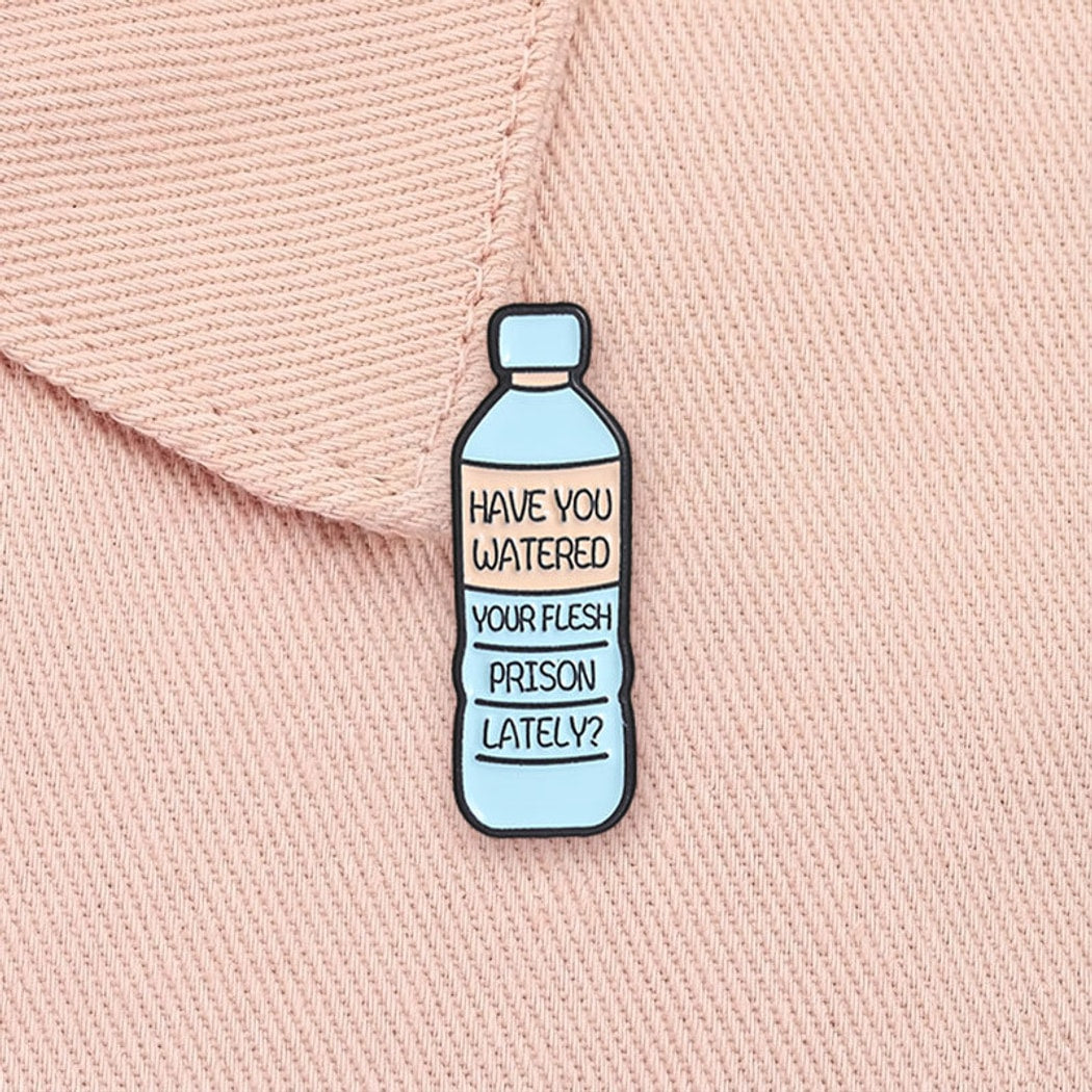 Pinori - Novelty Bottle Letter Graphic Brooch Pin