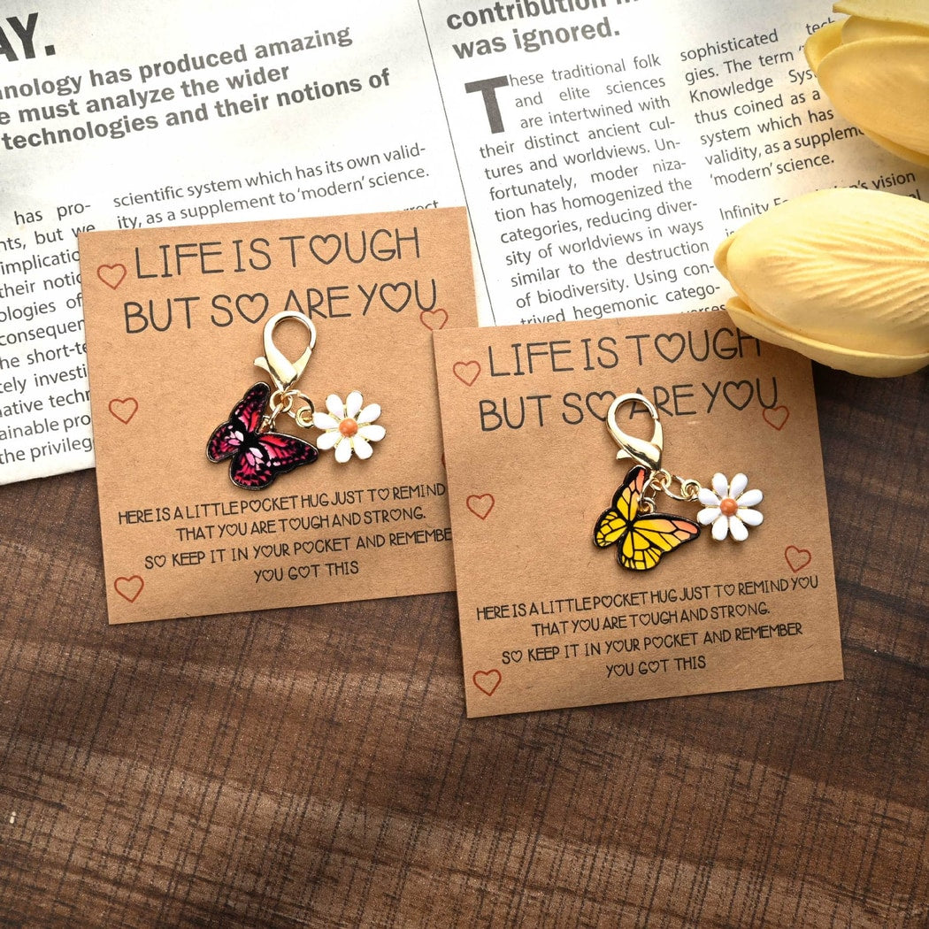 Taphug - Pocket Hug Butterfly White Flower Keychain