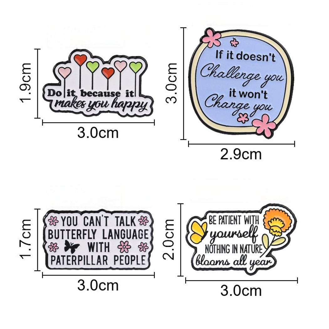 Pinori - Motivational English Text Decorative Brooch
