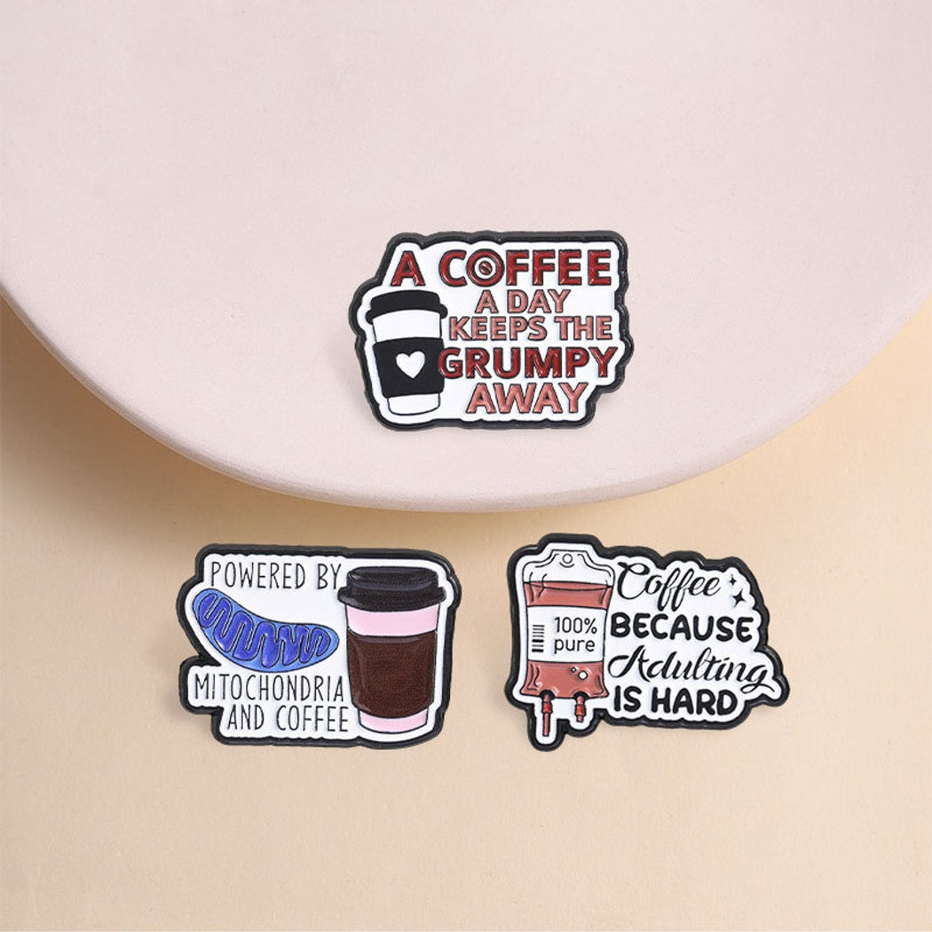 Pinori - Funny Coffee Letter Decorative Lapel Brooch