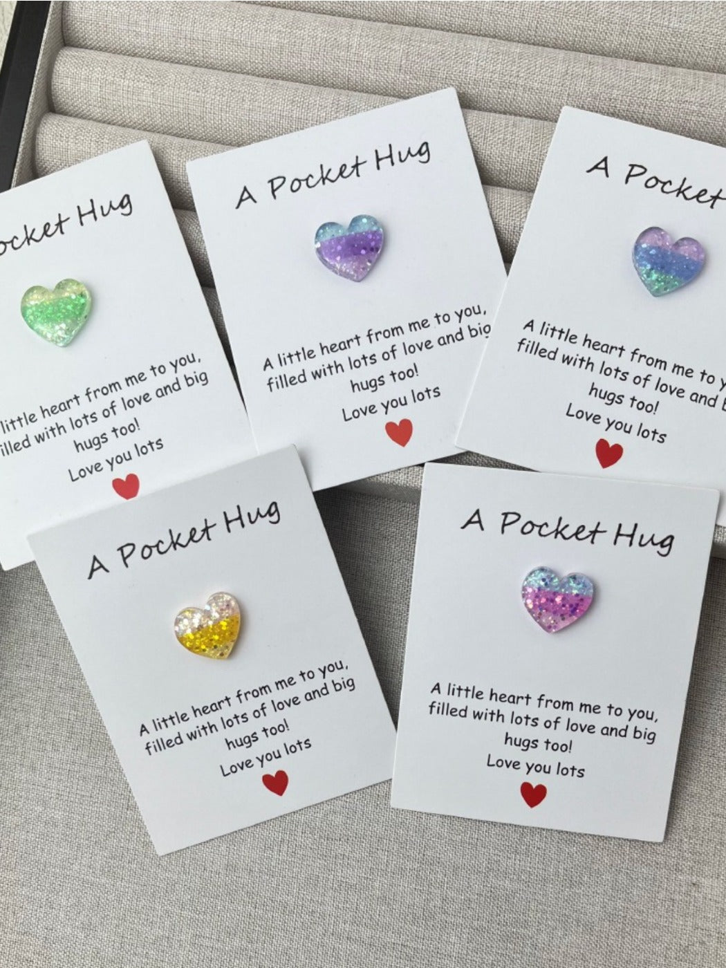 Taphug - Pocket Hug 3 Color Heart Gift pocket hug card and keepsake token
